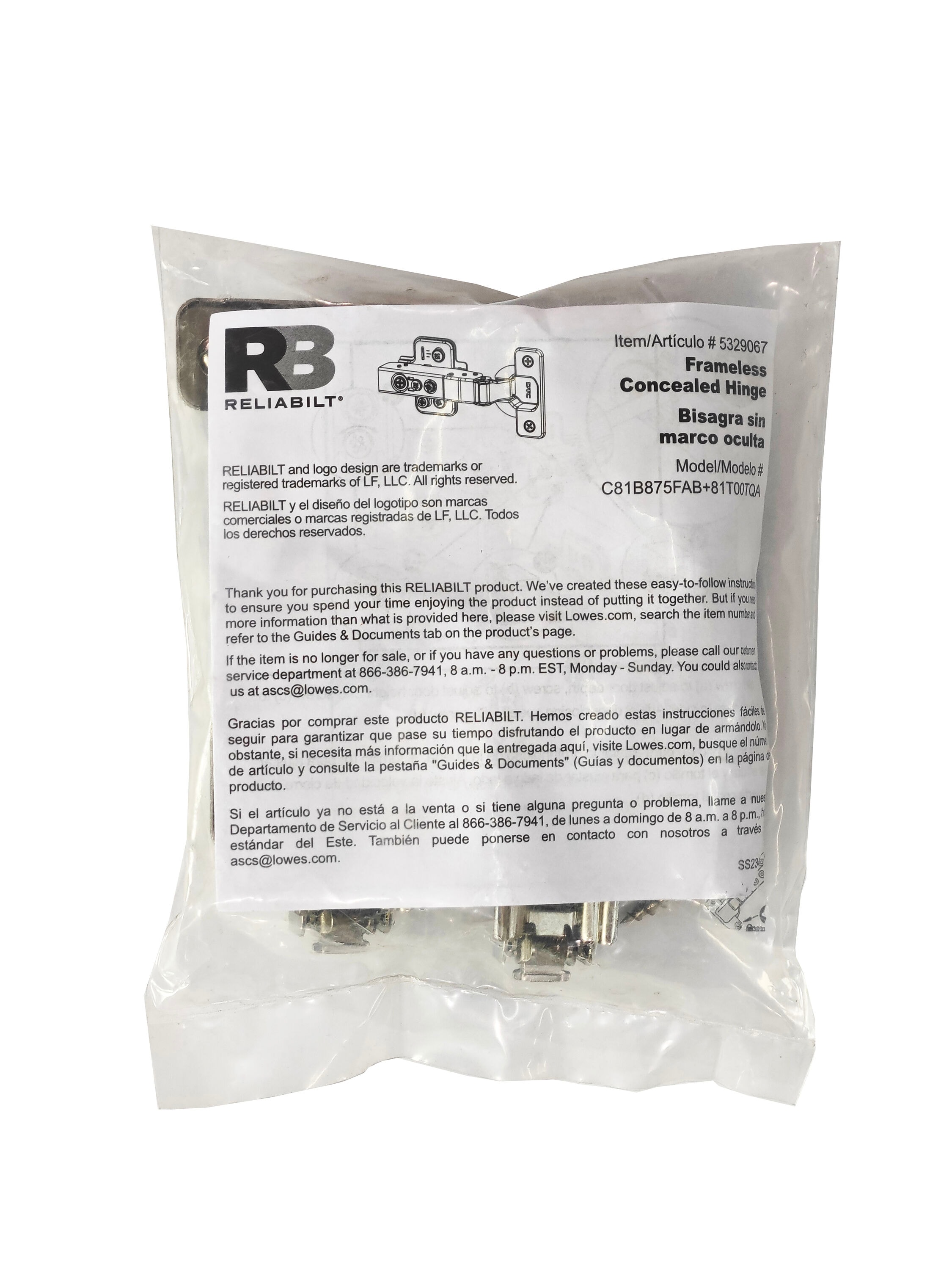 RELIABILT C81B875FAB+81T00TQA Cabinet-Hinges - View #6