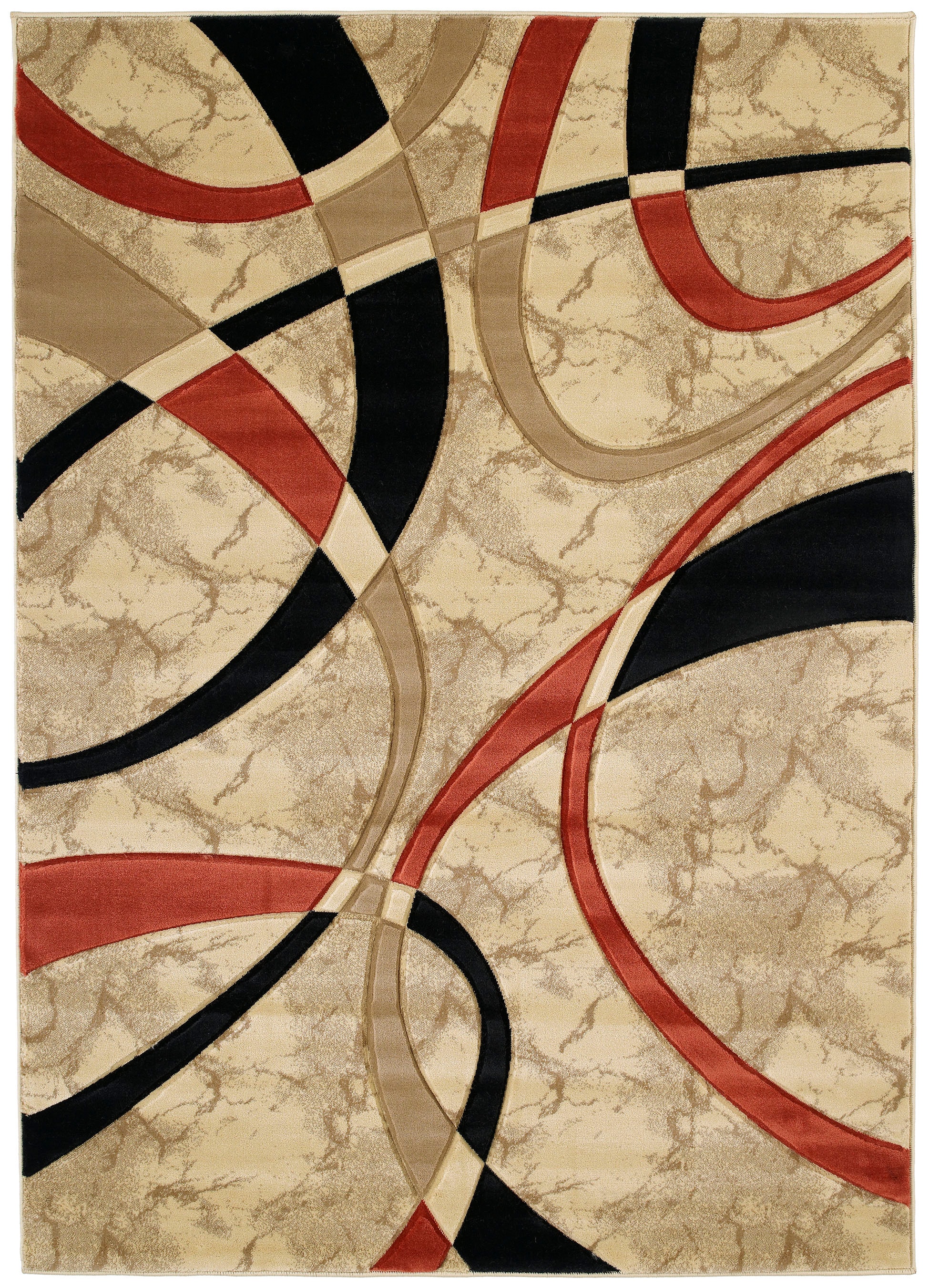 United Weavers Of America 510 21390 69 Contours 5 x 8 (ft) Polypropylene Cream Rectangular Indoor Geometric Area rug