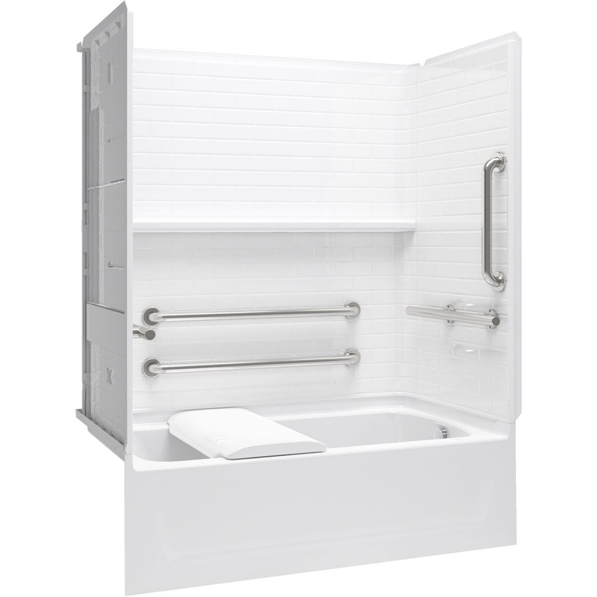Sterling 71570125-0 Traverse 30-in W x 60-in L x 75-in H White 4 -Piece Bathtub Shower Combination Kit (Right Drain) with Tub and Wall Included