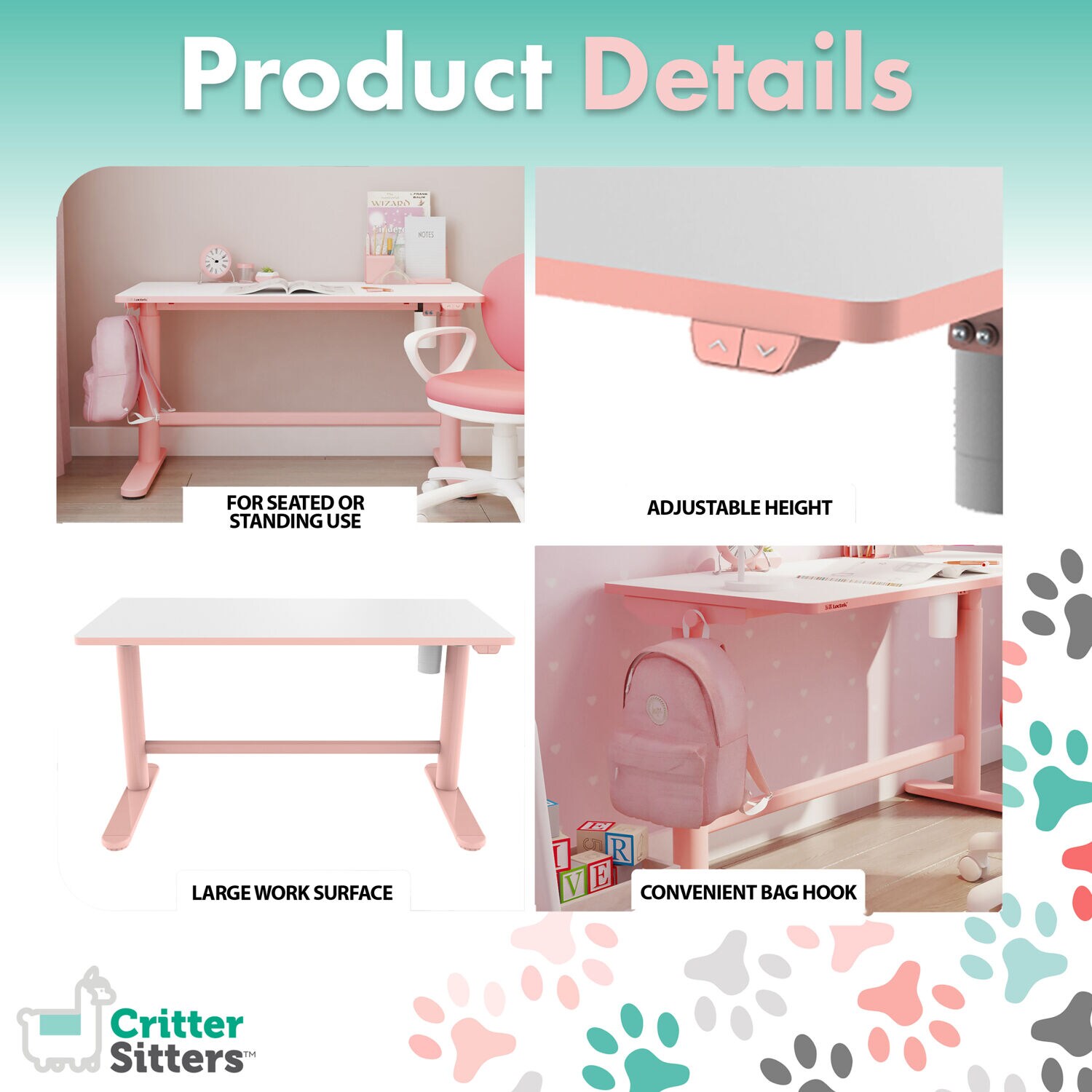 Critter Sitters 39.5-in Pink Modern/Contemporary Computer Desk in