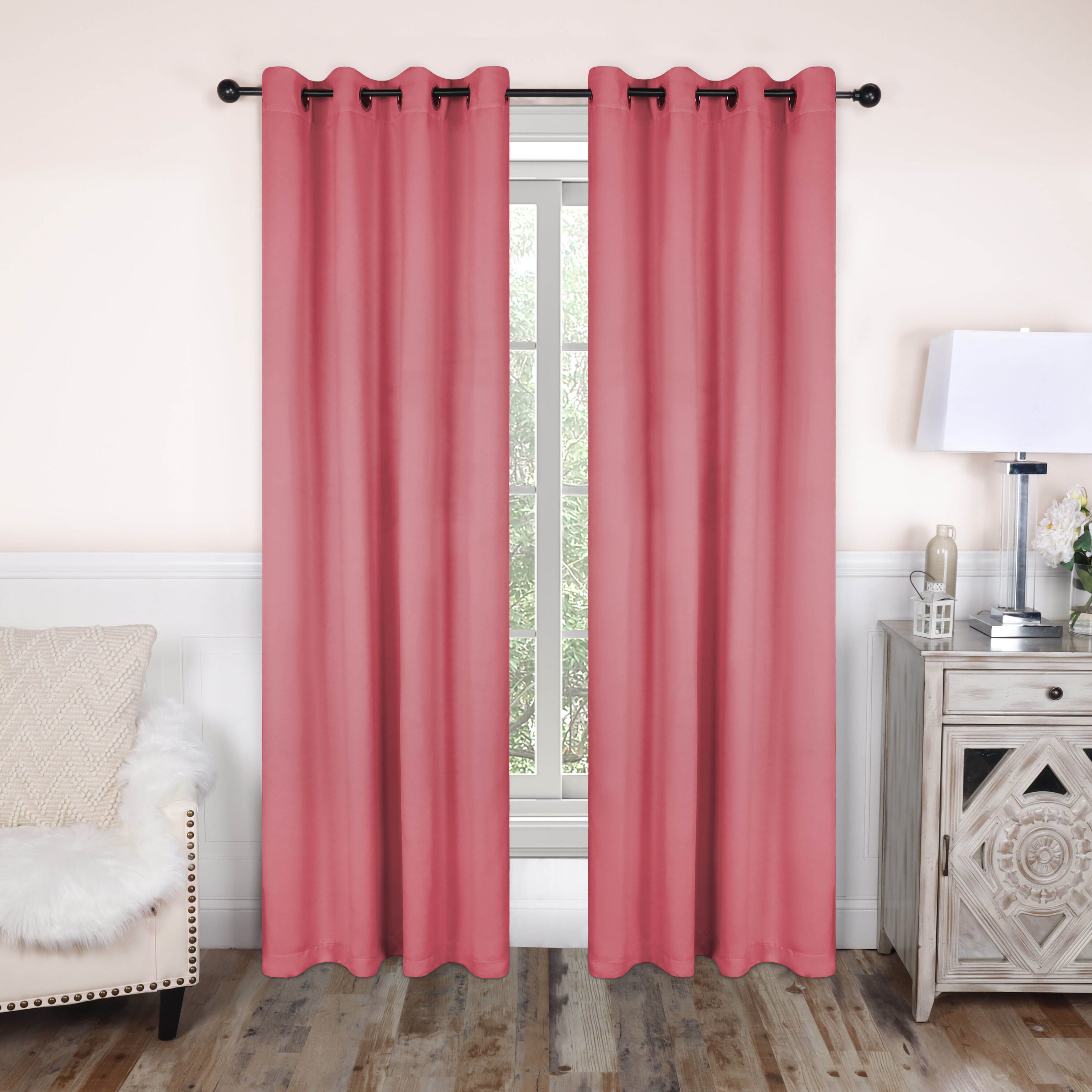 Superior 120-in Pink Room darkening Grommet Curtain panel pair