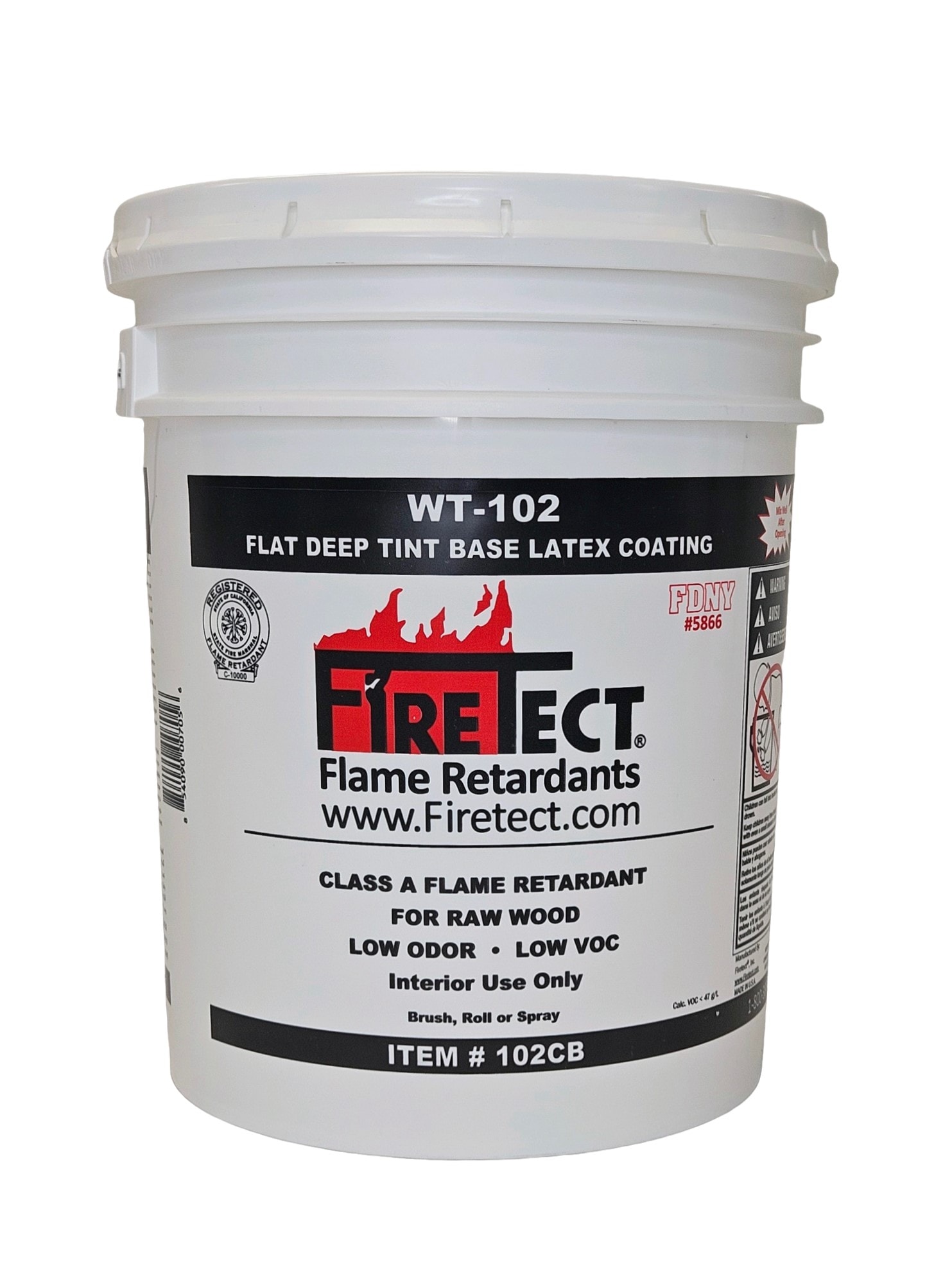 Firetect WT-102CB.5 WT-102 Flat Color Base Flame Retardant Tintable Latex Interior Paint Paint + Primer ( 5-gallon )