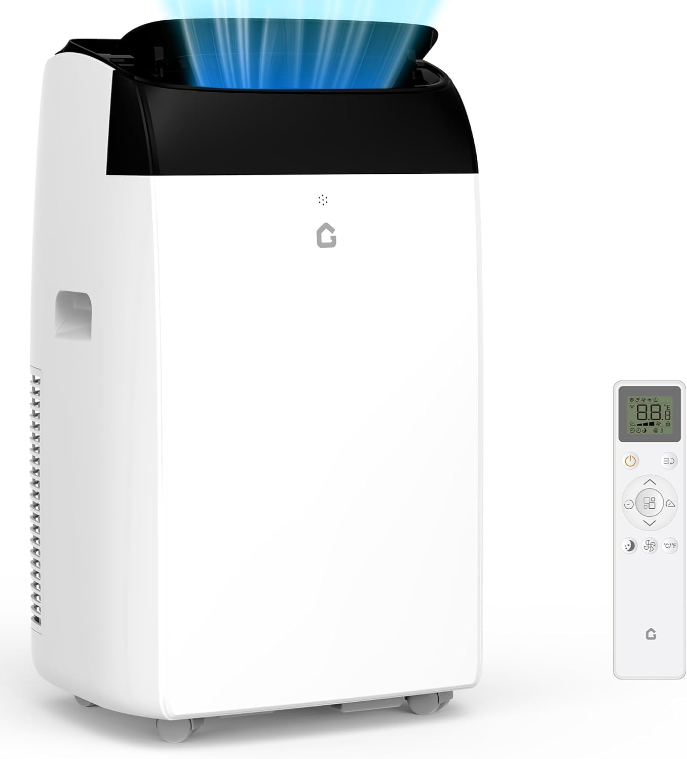 WhizMax PD-PHO-109K7EFR 14000 BTU Smart Portable AC - Cools 700 Sq Ft - 3 Speeds + WiFi Control - Easy-Roll Wheels - Washable Filter