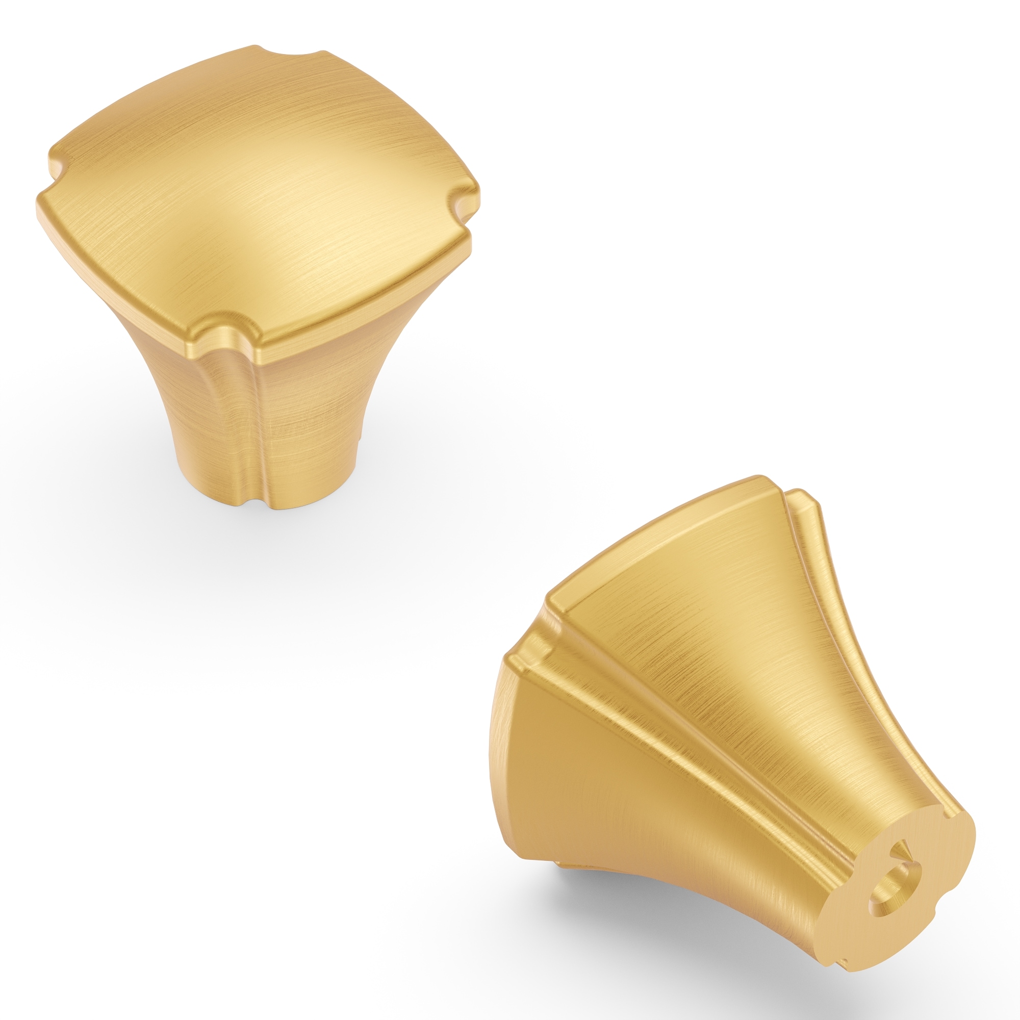 Hickory Hardware H077861BGB-10B Veranda Brushed Golden Brass Square Traditional Cabinet Knob 10 -Pack