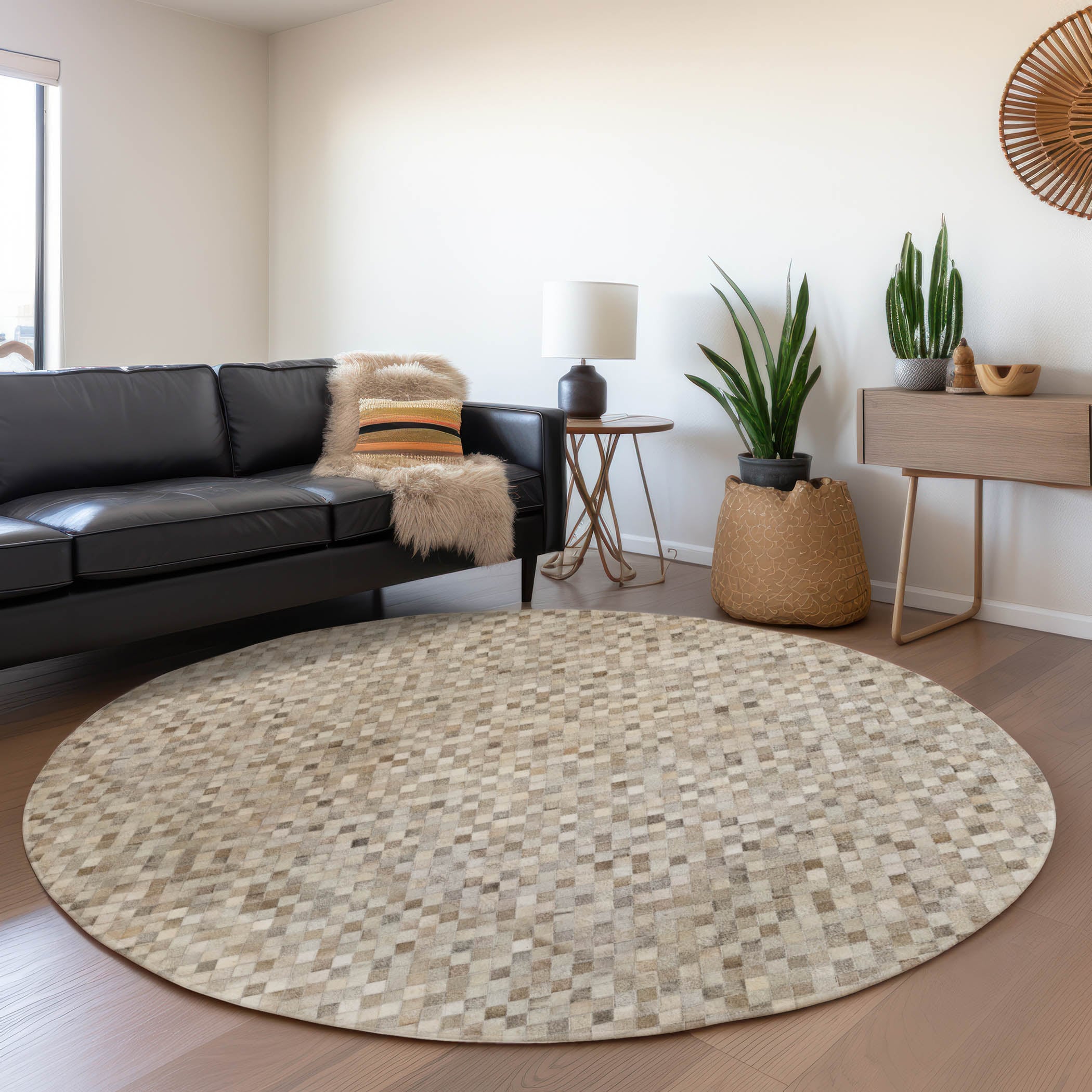 Addison Rugs AMF101GY8RO Mayfield AMF101GY 8 x 8 (ft) Loomed Polyester Gray Round Indoor Abstract Machine washable Area rug