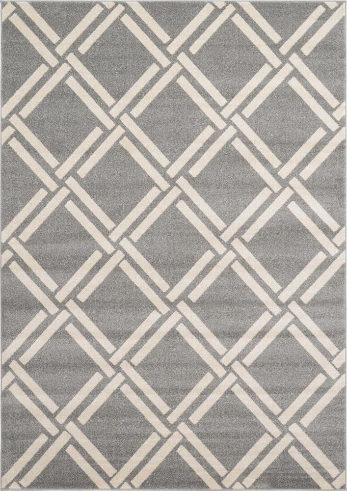 Unique Loom 3116197 Detroit Trellis 7 x 10 (ft) Loomed Polypropylene Gray/Beige Rectangular Indoor Trellis Industrial Area rug
