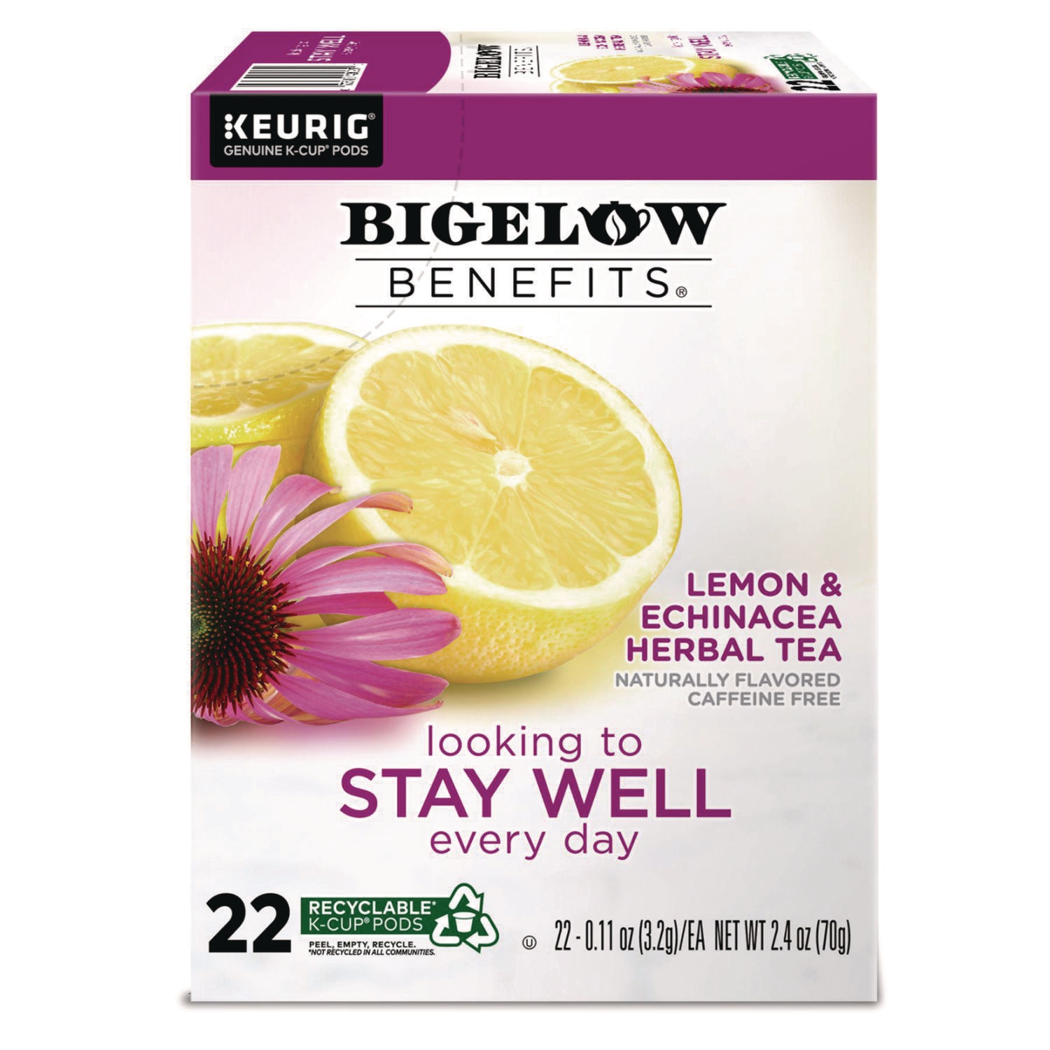 Bigelow Benefits Lemon and Echinacea Herbal K-Cup 0.11 oz 22/Box #5000359645