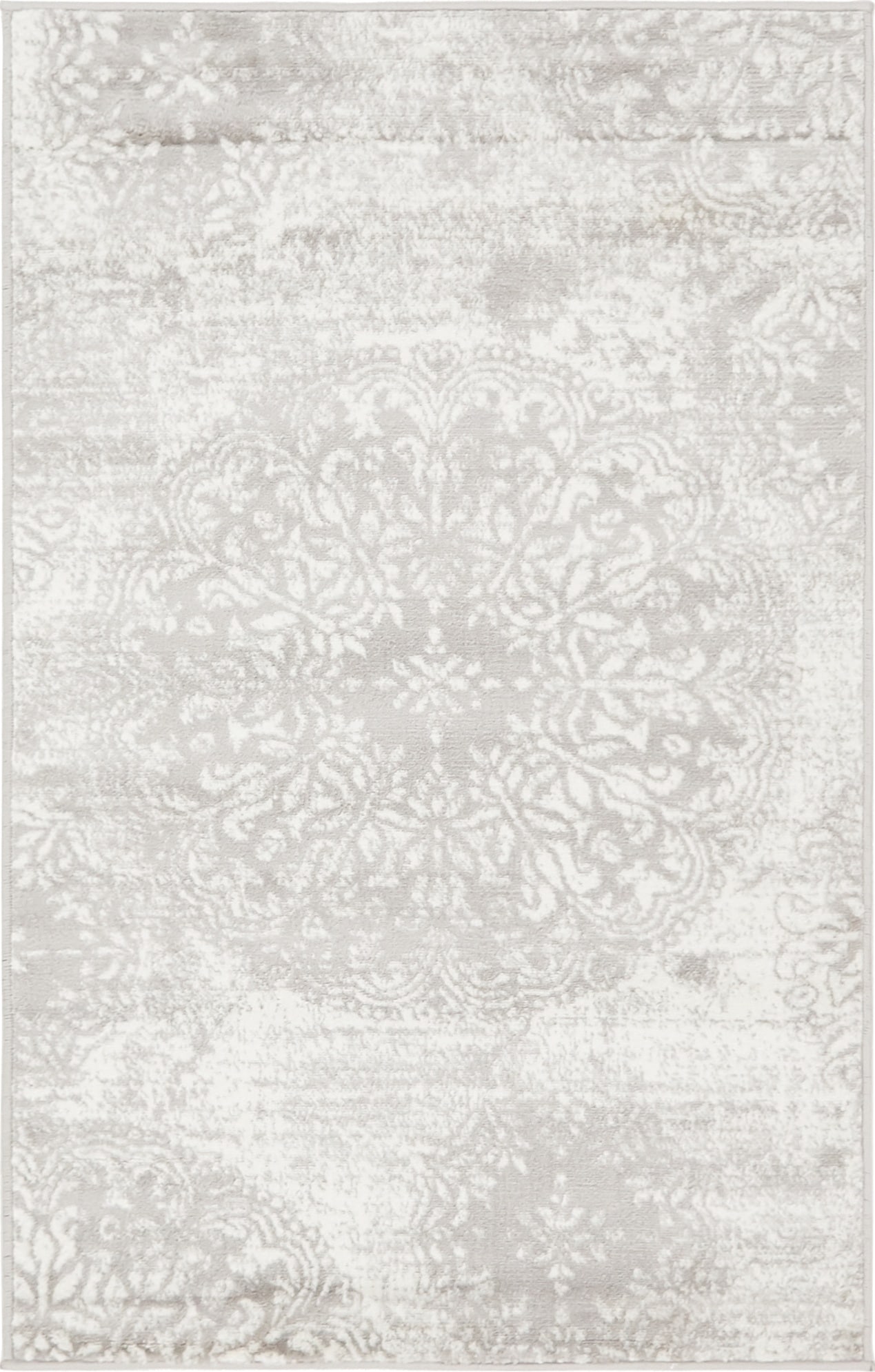 Light Gray Rectangular Stain-Resistant Indoor Area Rug