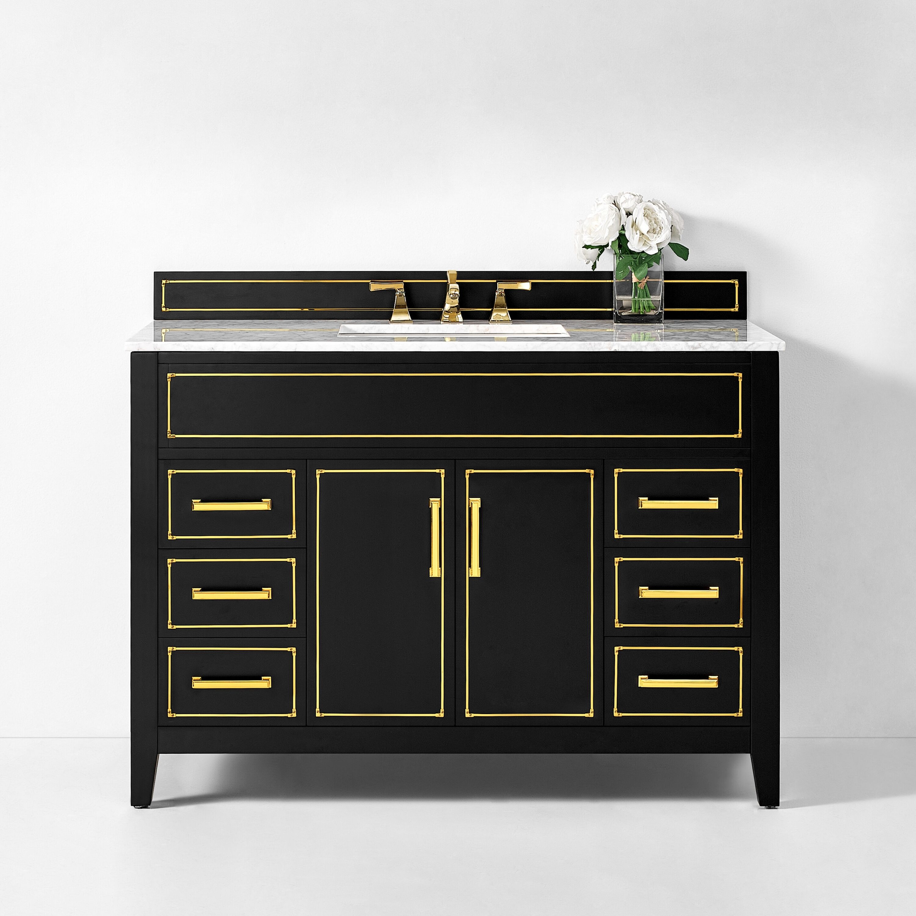 Aspen 48'' Black Onyx Bathroom Vanity with Marble Top