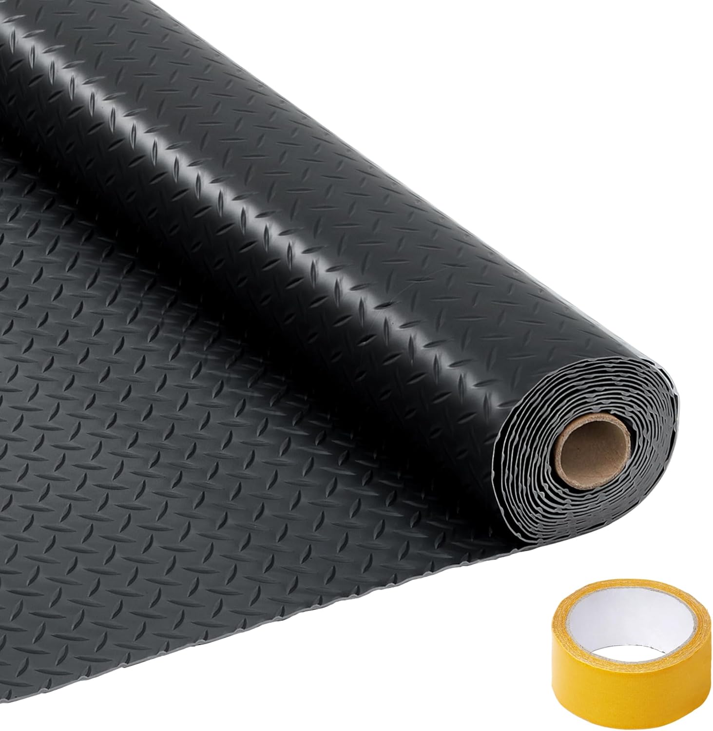 Garvee 7.5x25 FT Garage Floor Mat for Cars PVC Non Slip Garage Mat Roll Diamond Plate Floor Protection for Indoor Use Under SUV Truck Van Parking Garage Floor Covering