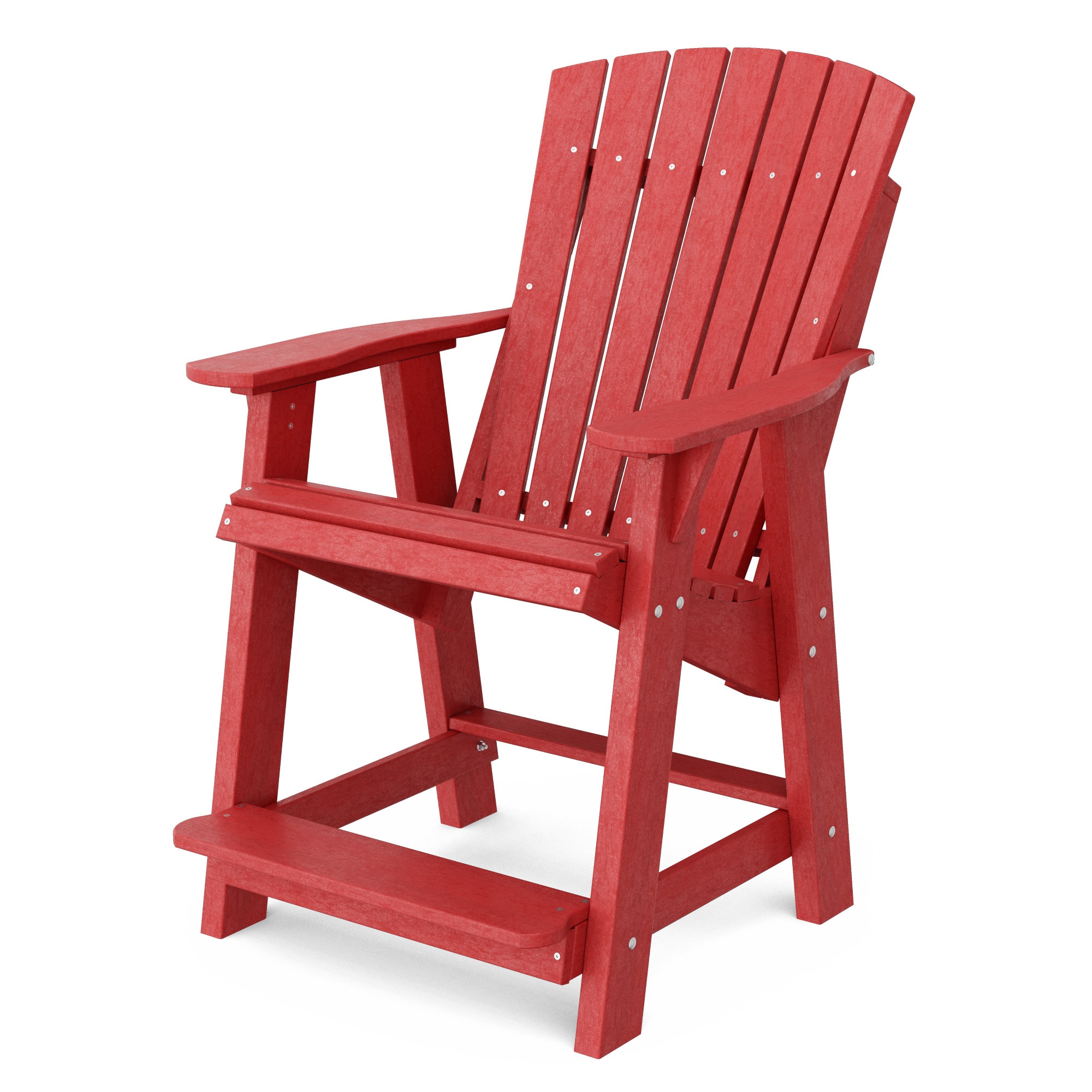 Wildridge LCC-119-CR Heritage High Cardinal Red HDPE Frame Stationary Adirondack Chair with Slat Seat