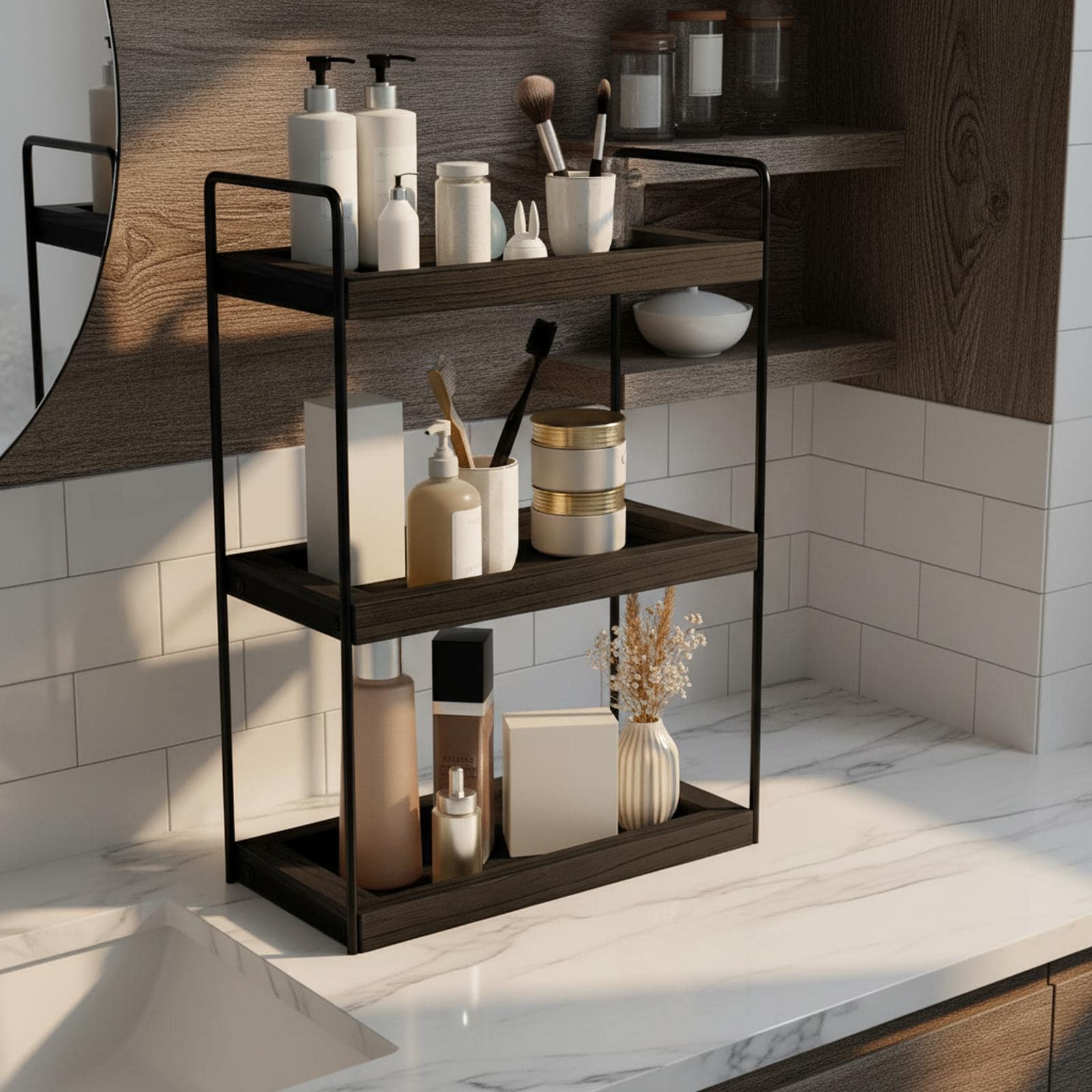 Paradigms Interiors 3 Tier Bathroom Counter Organizer Open Storage