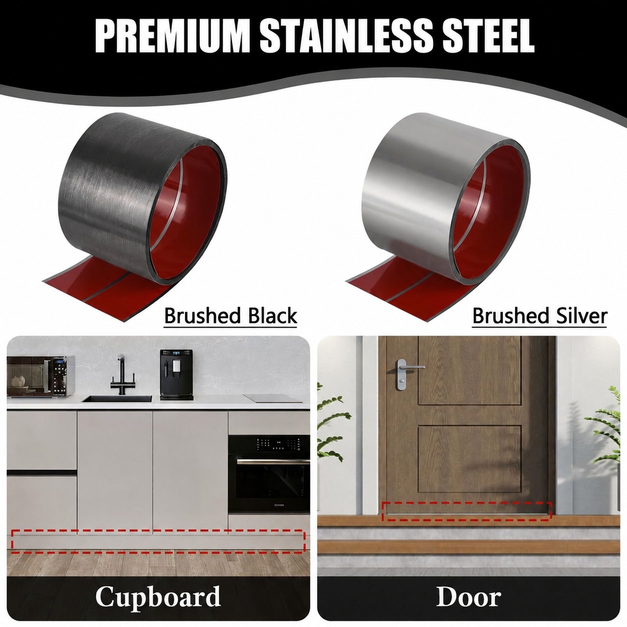 AKSCYZM Stainless Steel Kick Plate Self Adhesive Metal Door Kick Plate ...
