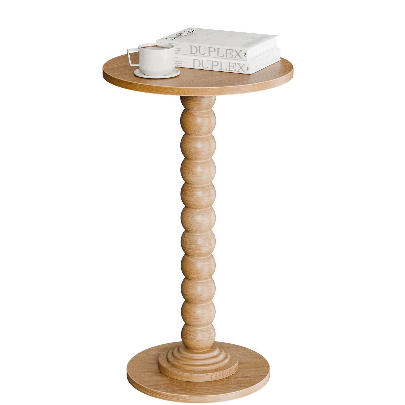 Sweetcrispy 11.8-in W x 21.6-in H Premium Multi-Functional Composite Natural Wood Round Side Table