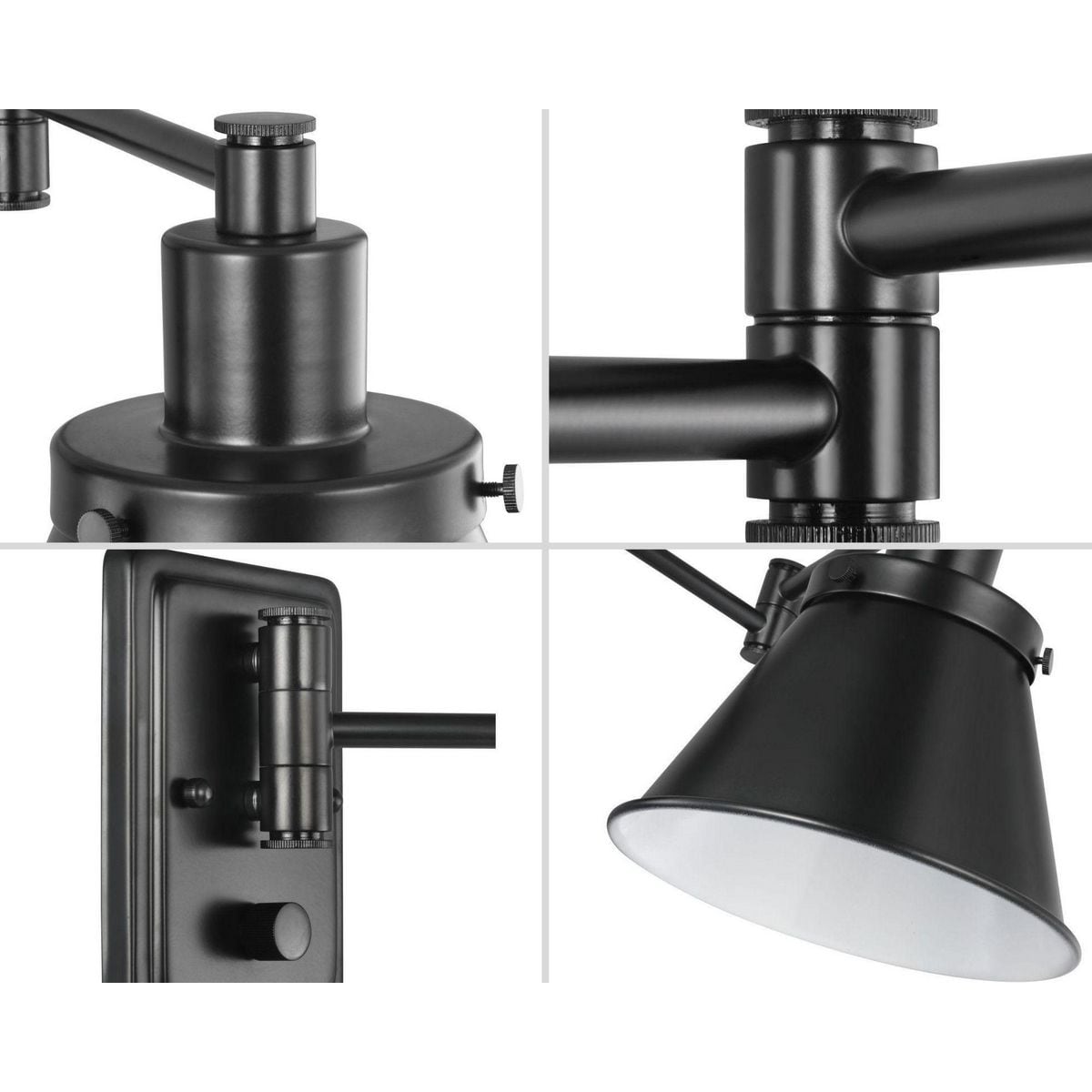 Black Steel Adjustable Swing Arm Wall Sconce