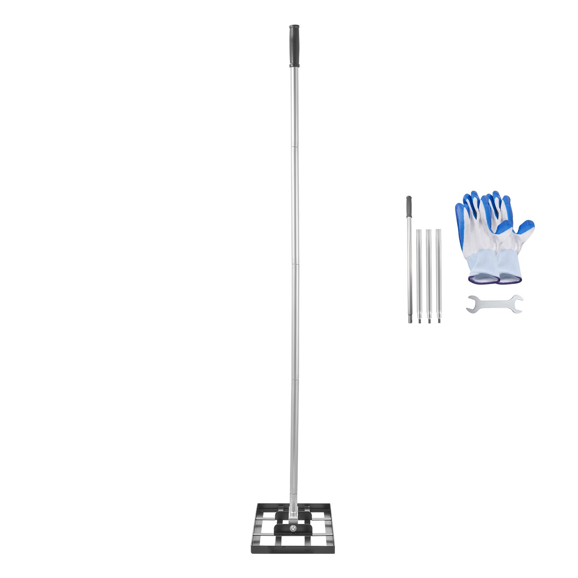 Angel Sar L2MJA331GR04 Lawn Leveling Rake with 78 Inch Handle 17x10 Inch Ground Plate Rust Resistant Carbon Steel Soil Leveler 5 Heights Adjustable Effort Saving Tool for Yard Golf Court
