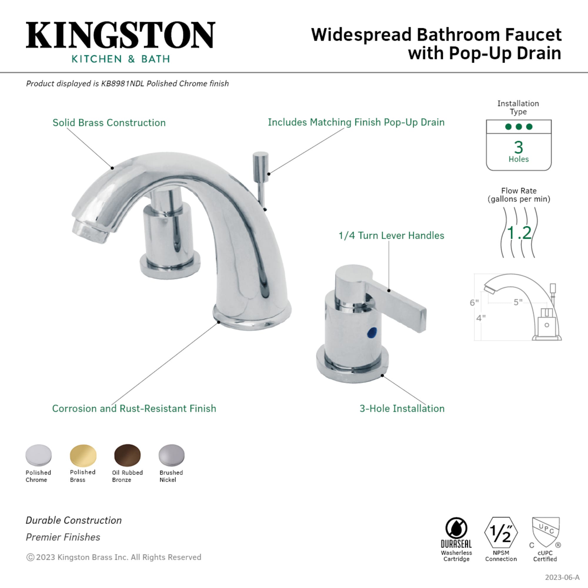 Kingston Brass WLKB8982NDL Lavatory-Faucets - View #2