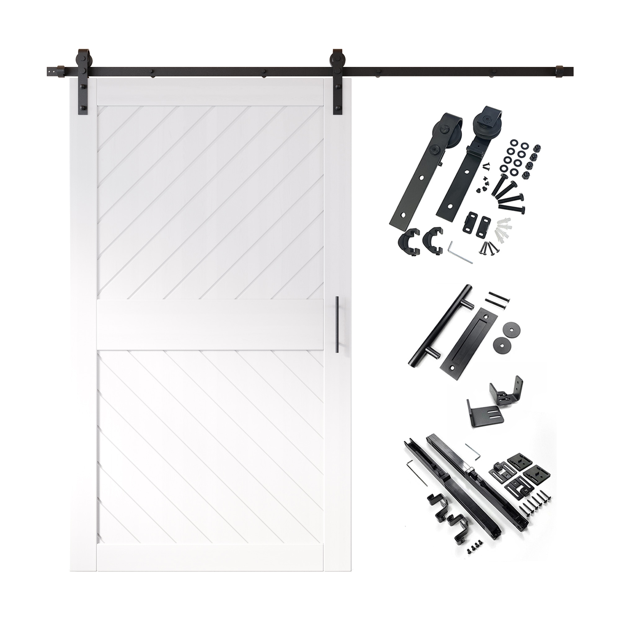 HOMACER YT1H108C-XT3-5084-WH 50-in x 84-in White Prefinished Non-standard Pine Wood Solid core Single Barn Door (Hardware Included)