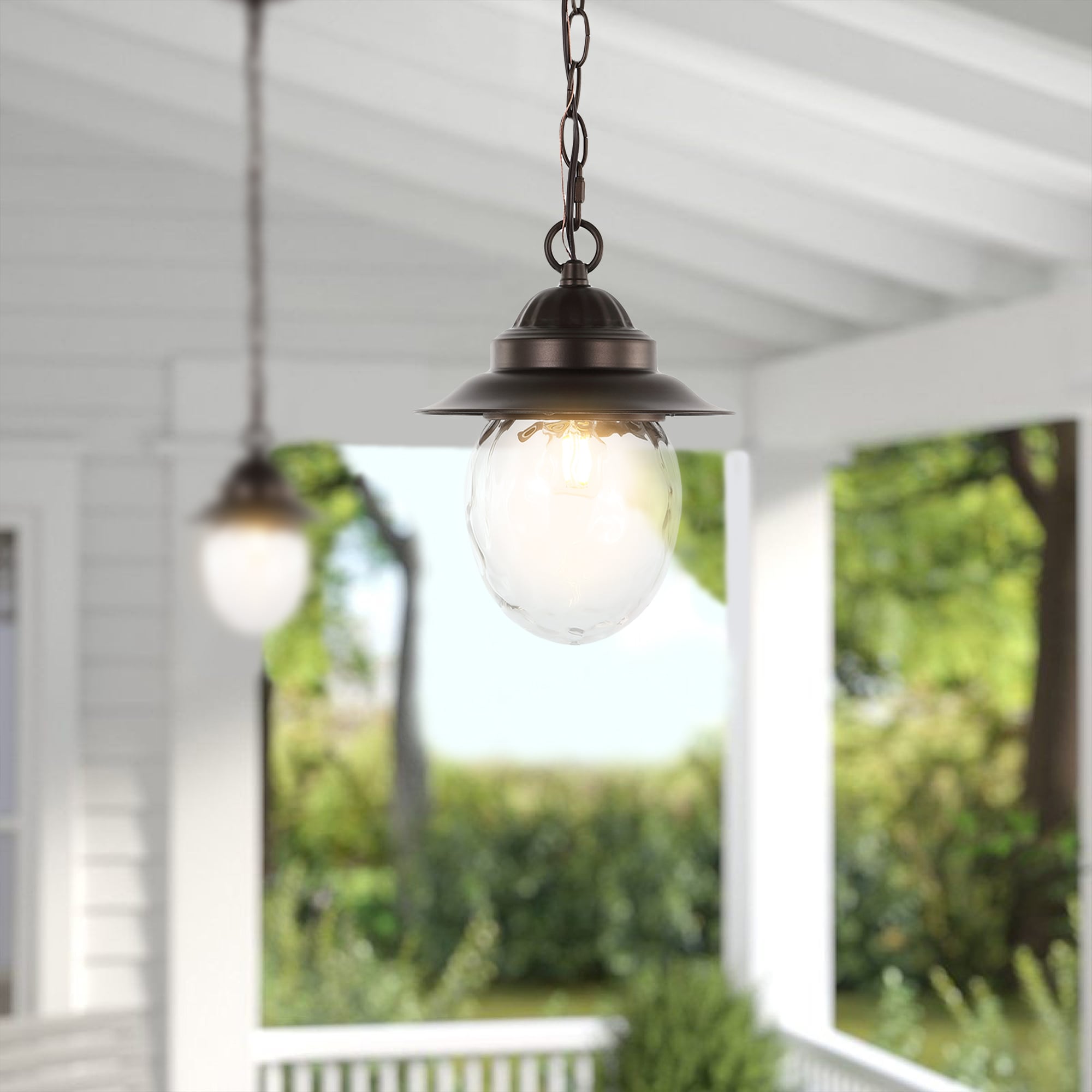 Manteo 8.25" Oil-Rubbed Bronze Glass LED Pendant Light