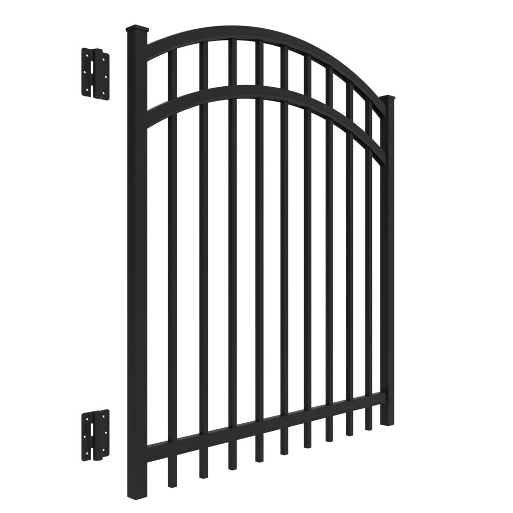 Freedom New Haven 4-ft H x 10-ft W Black Aluminum Spaced Picket Arched-top Decorative Fence Gate