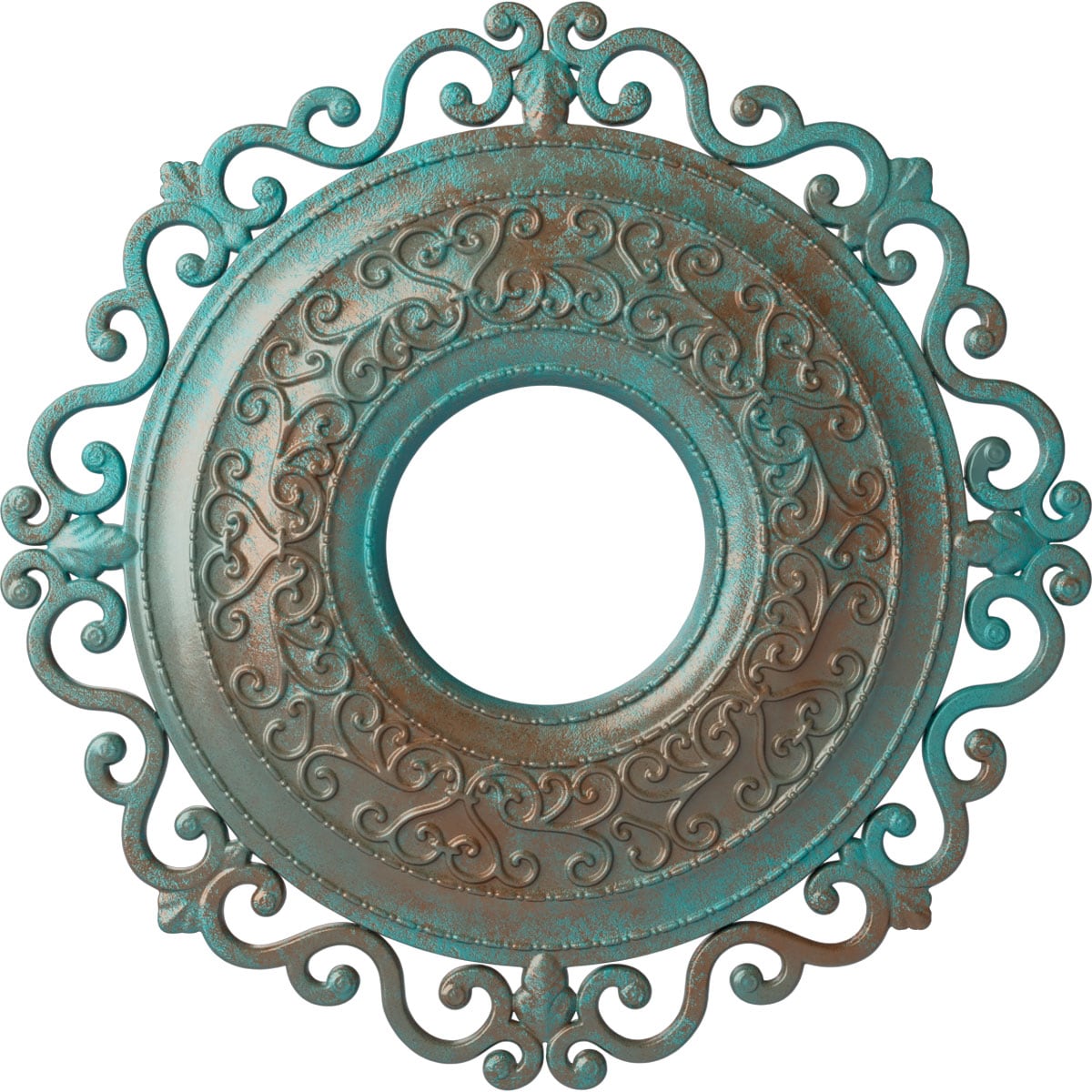 Ekena Millwork CM22ORCGS Orrington 22-in W x 22-in L Painted Copper Green Patina Polyurethane Whole Ceiling Medallion
