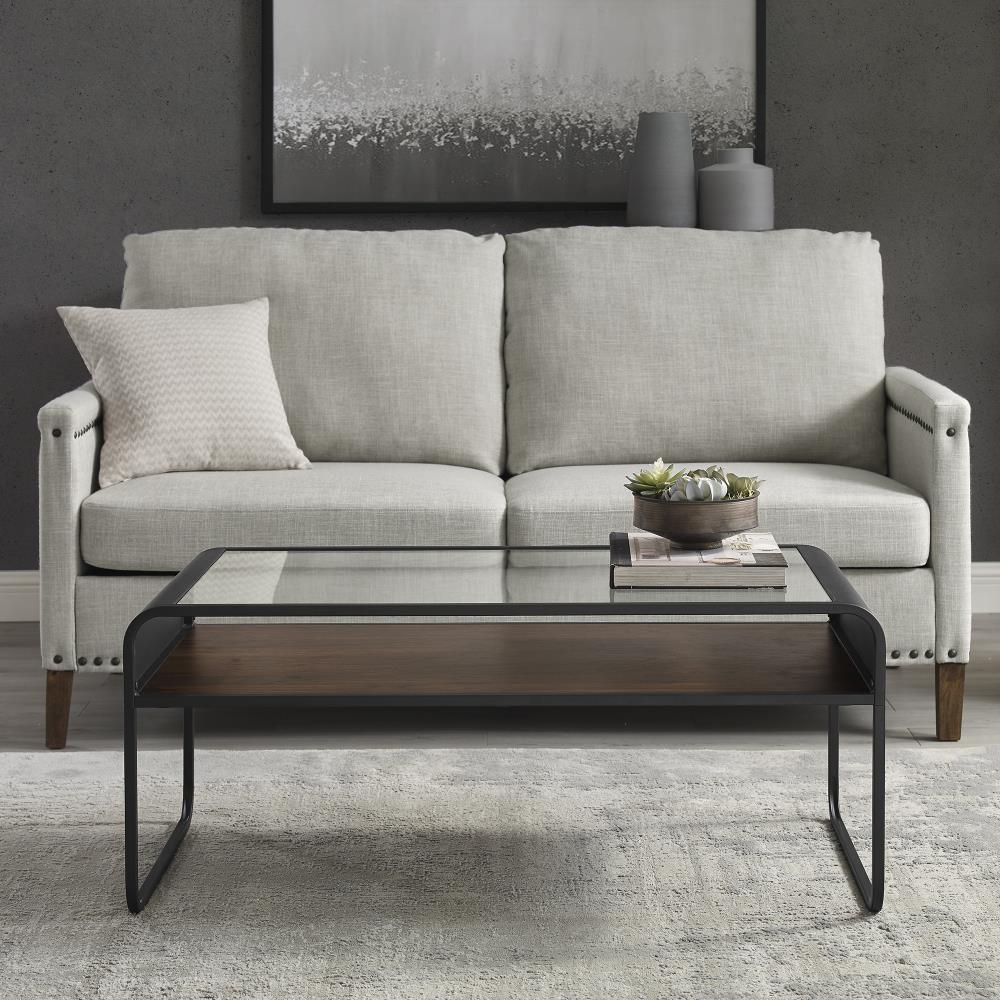 Walker Edison Glass Modern Coffee Table with Storage at Lowes.com