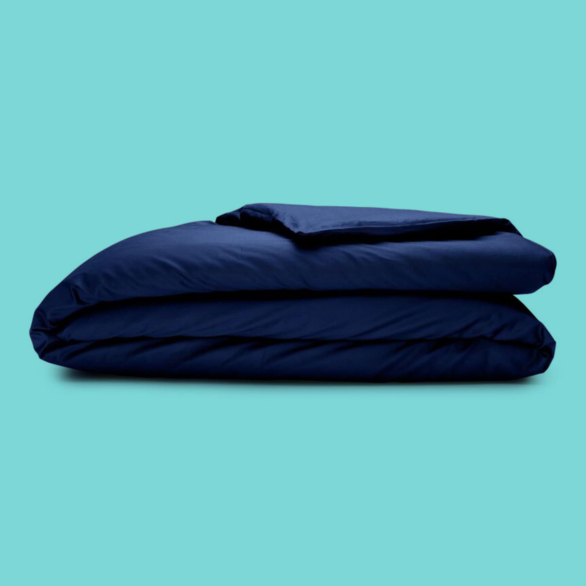 Sleepgram  Supima 400 Thread Count Cotton Duvet Cover and Travel Bag Queen Blue