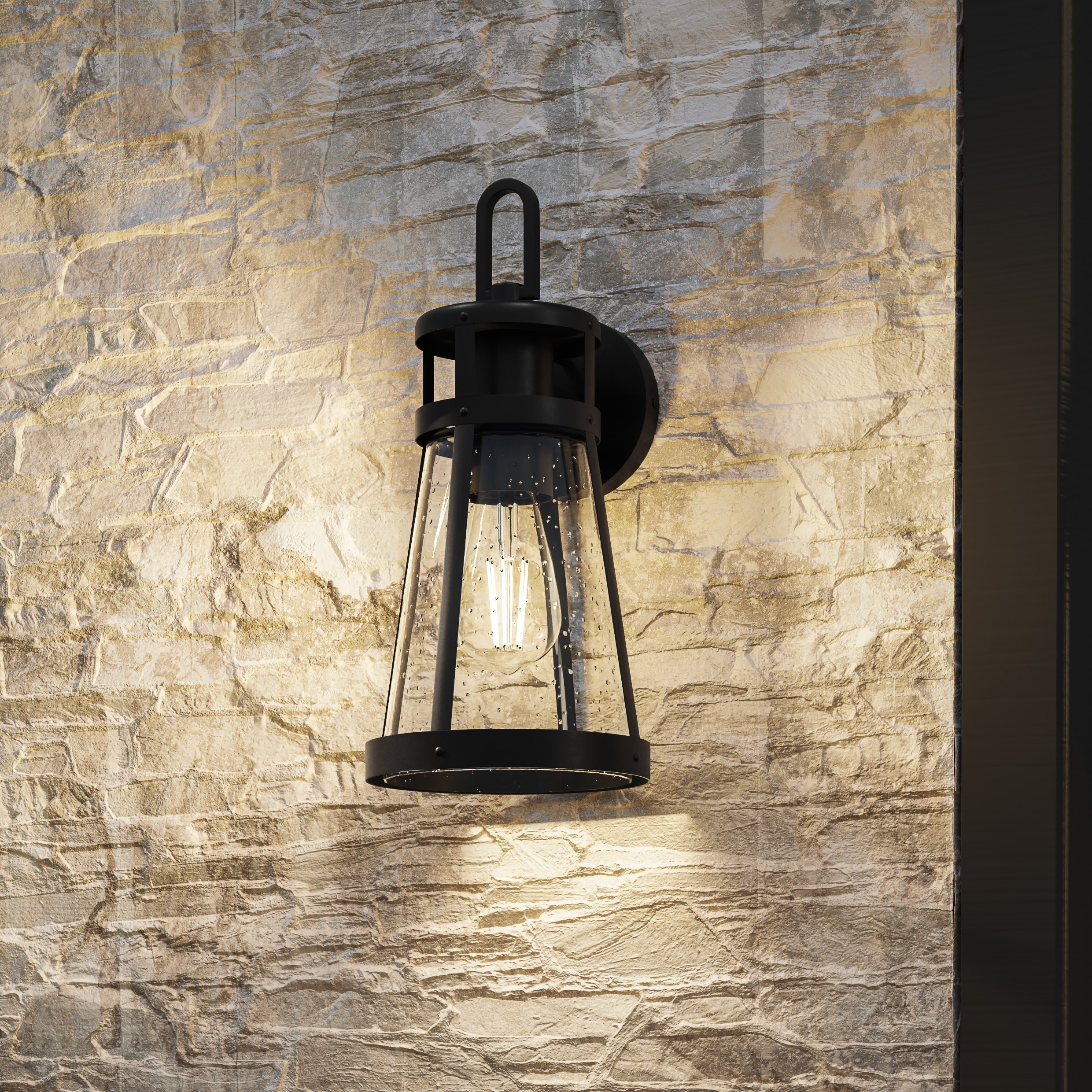 Quoizel BAB8408MBK Barber 1 -Light 14.5-in H Matte Black Hardwired Outdoor Wall Light