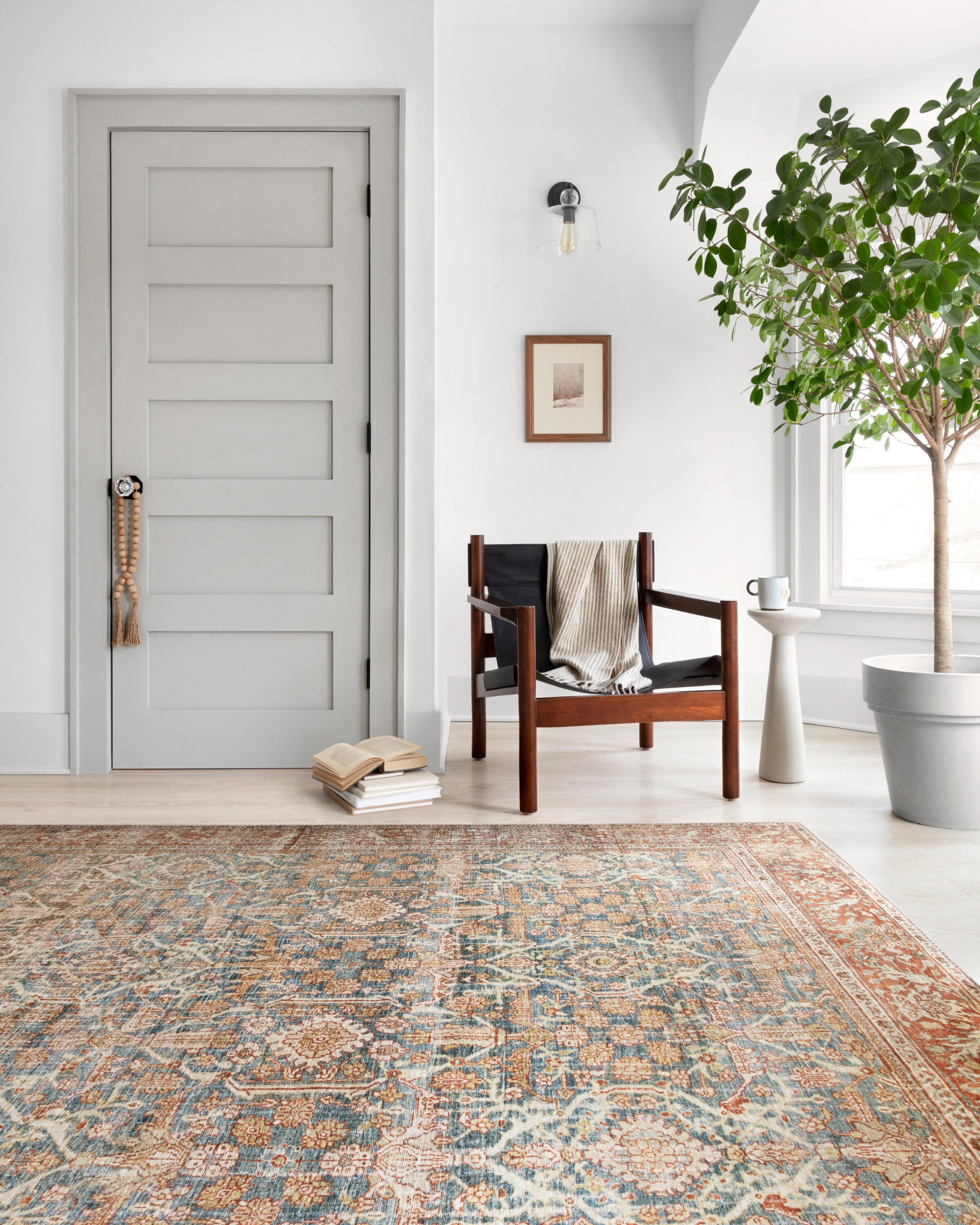 Loloi II LAYLLAY-04OCRU90C0 Layla 9 x 12 (ft) Loomed Polyester Ocean / Rust Rectangular Indoor Distressed/Overdyed Oriental Area rug