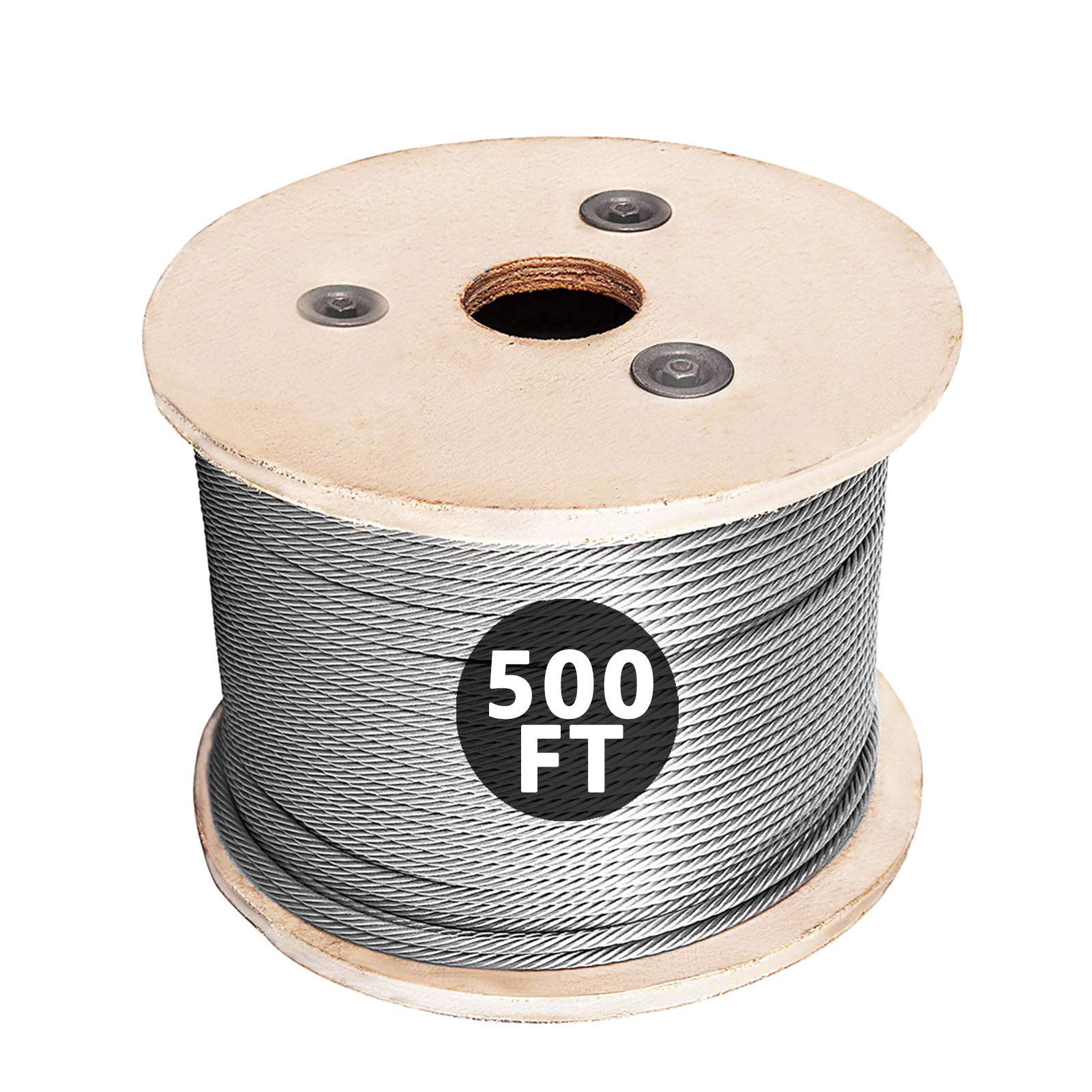 Ahfiwaso  T316 Stainless Steel Cable 3 Sixteenth Inch 500ft Roll Marine Grade Deck Railing Wire Rope for Porch Fence String Lights Clothesline