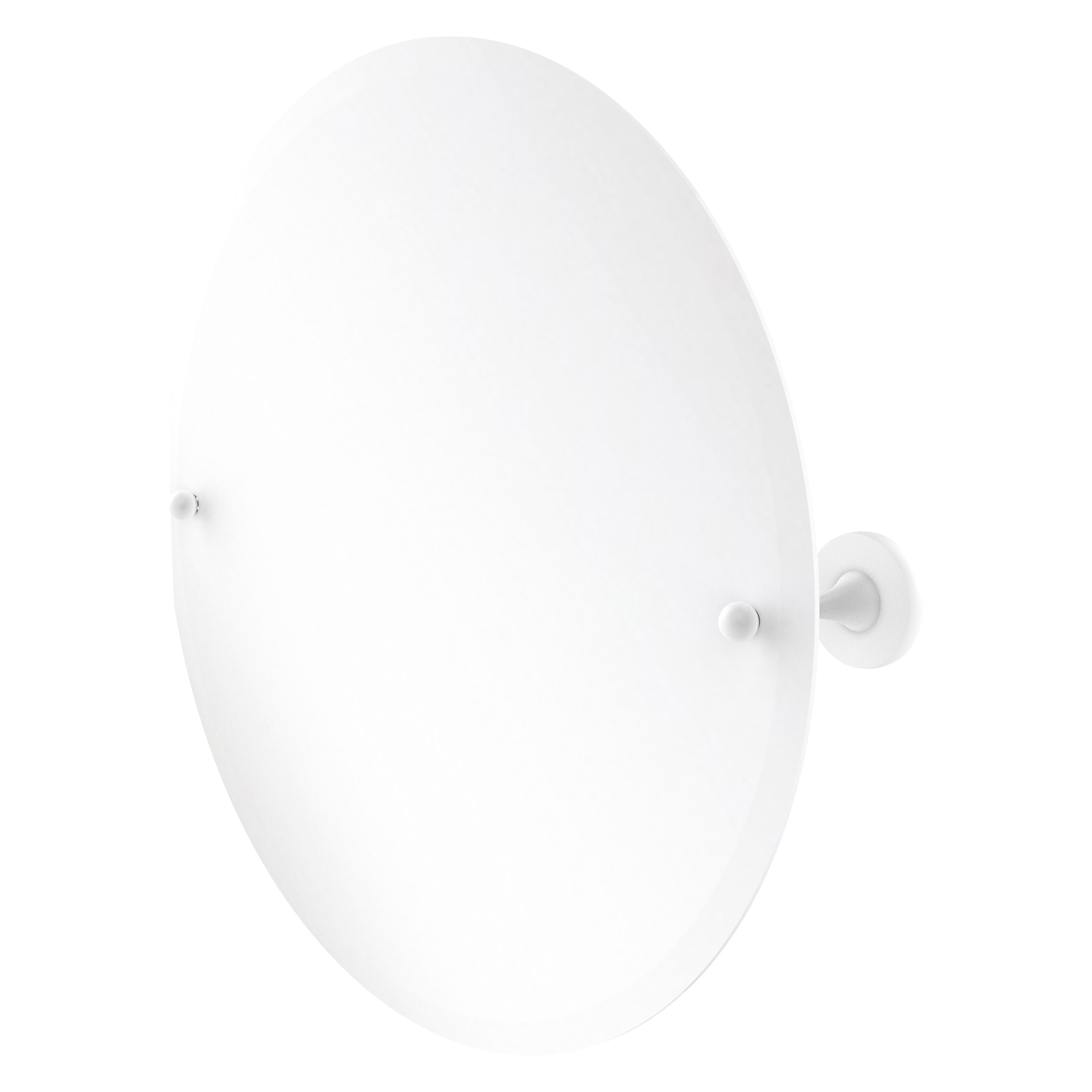 Allied Brass SL-90-WHM Shadwell 22-Inches x 3.4-Inches Beveled Frameless Round Tilting Bathroom Vanity Mirror ( Matte White )