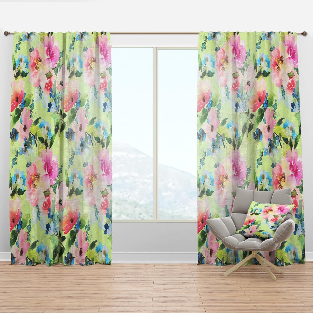 Designart CTN24539-52-63 63-Inches Pink Abstract Room darkening Thermal lined Rod pocket Single curtain panel
