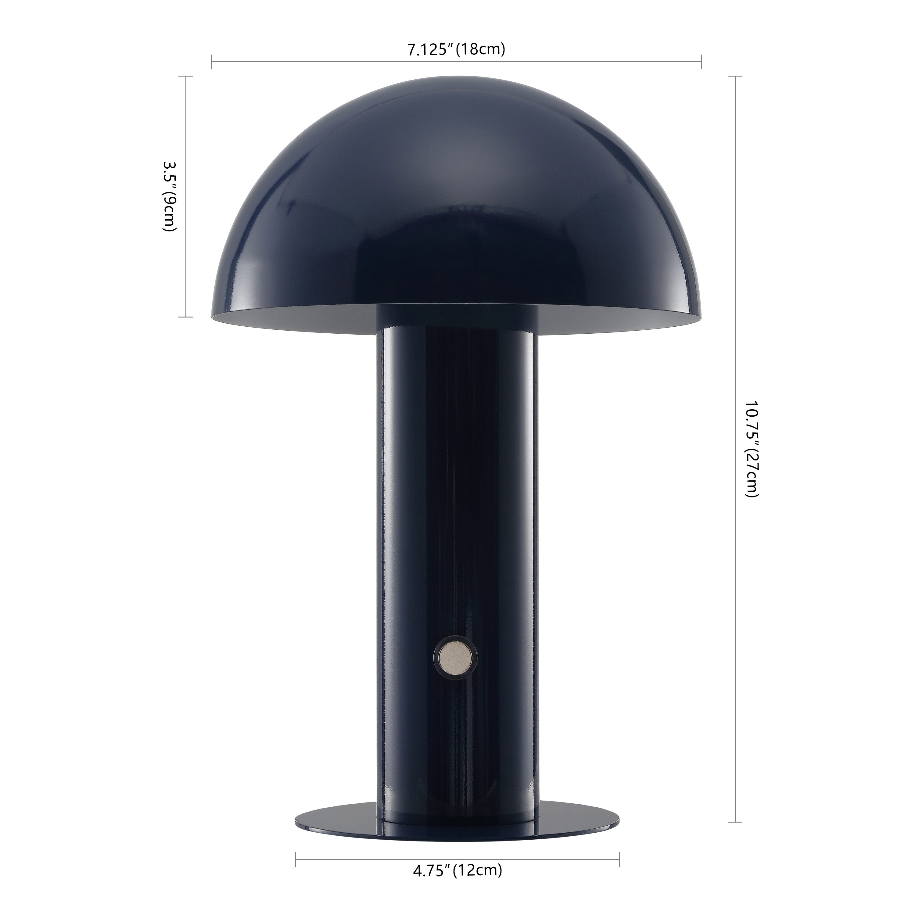 Boletus Bohemian 10.75'' Satin Navy Cordless Metal Mushroom Lamp