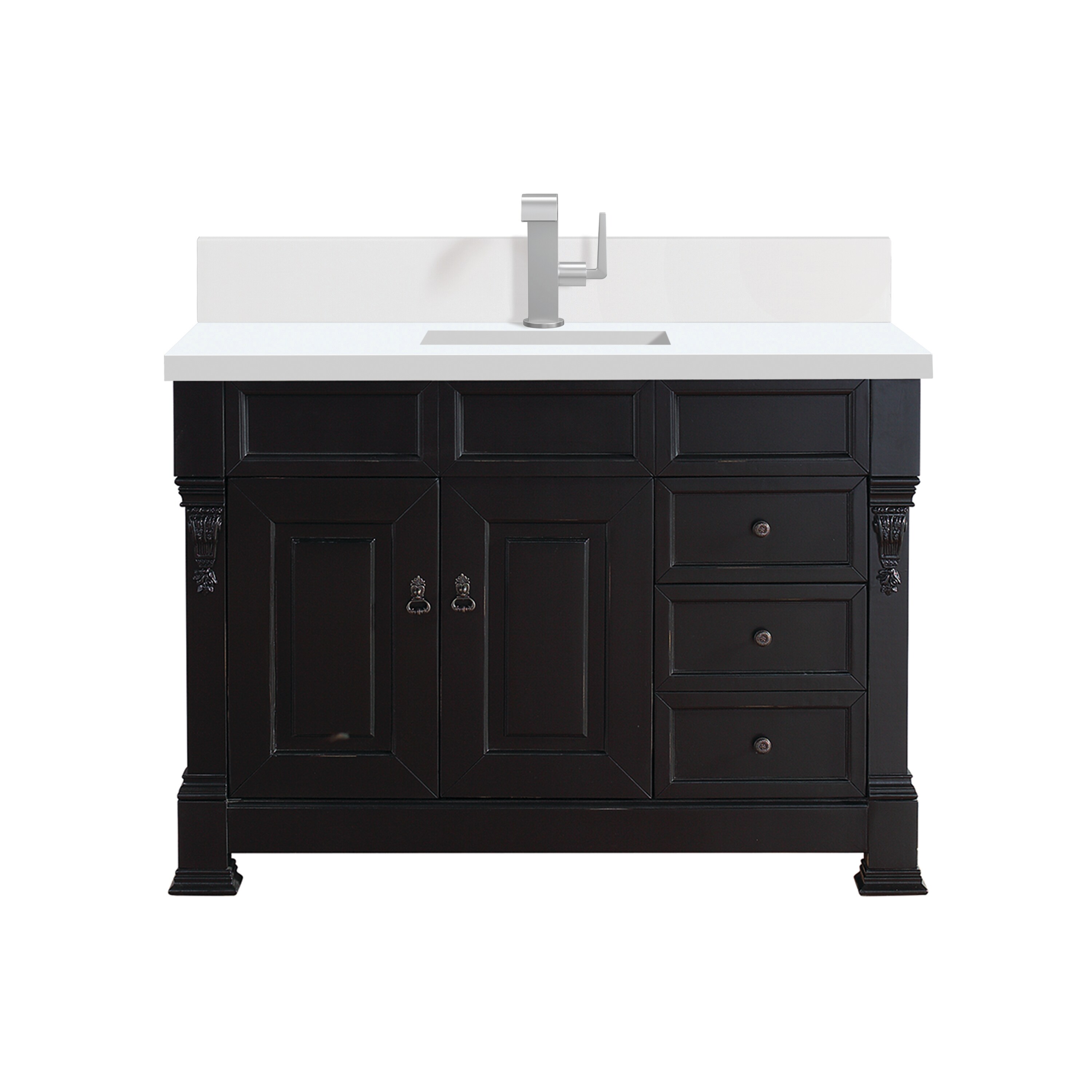 James Martin Vanities 147-114-5236-1WZ Brookfield 48-in Antique Black Undermount Single Sink Bathroom Vanity with White Zeus Quartz Top