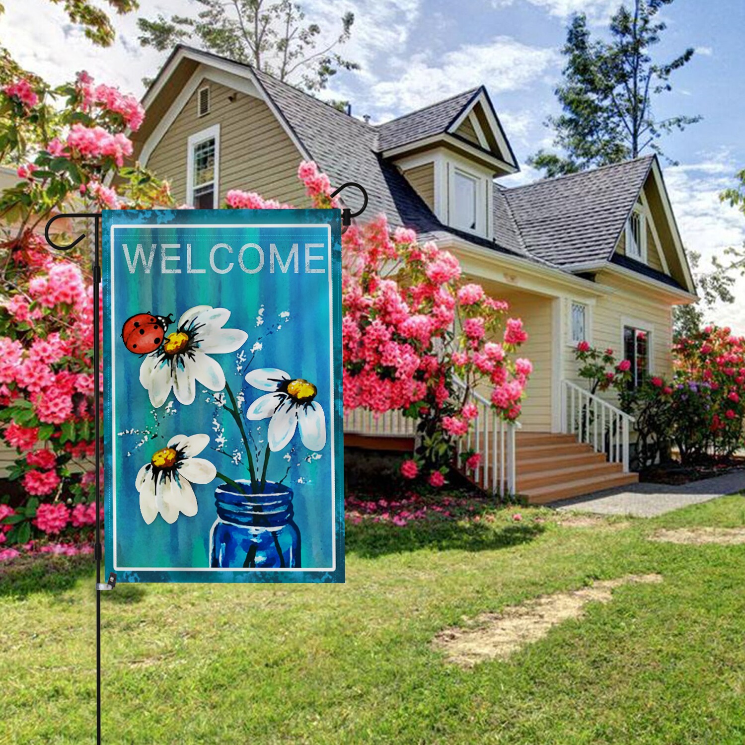 Carolina Panthers Welcome Home Decorative Garden Flag Double Sided Banner