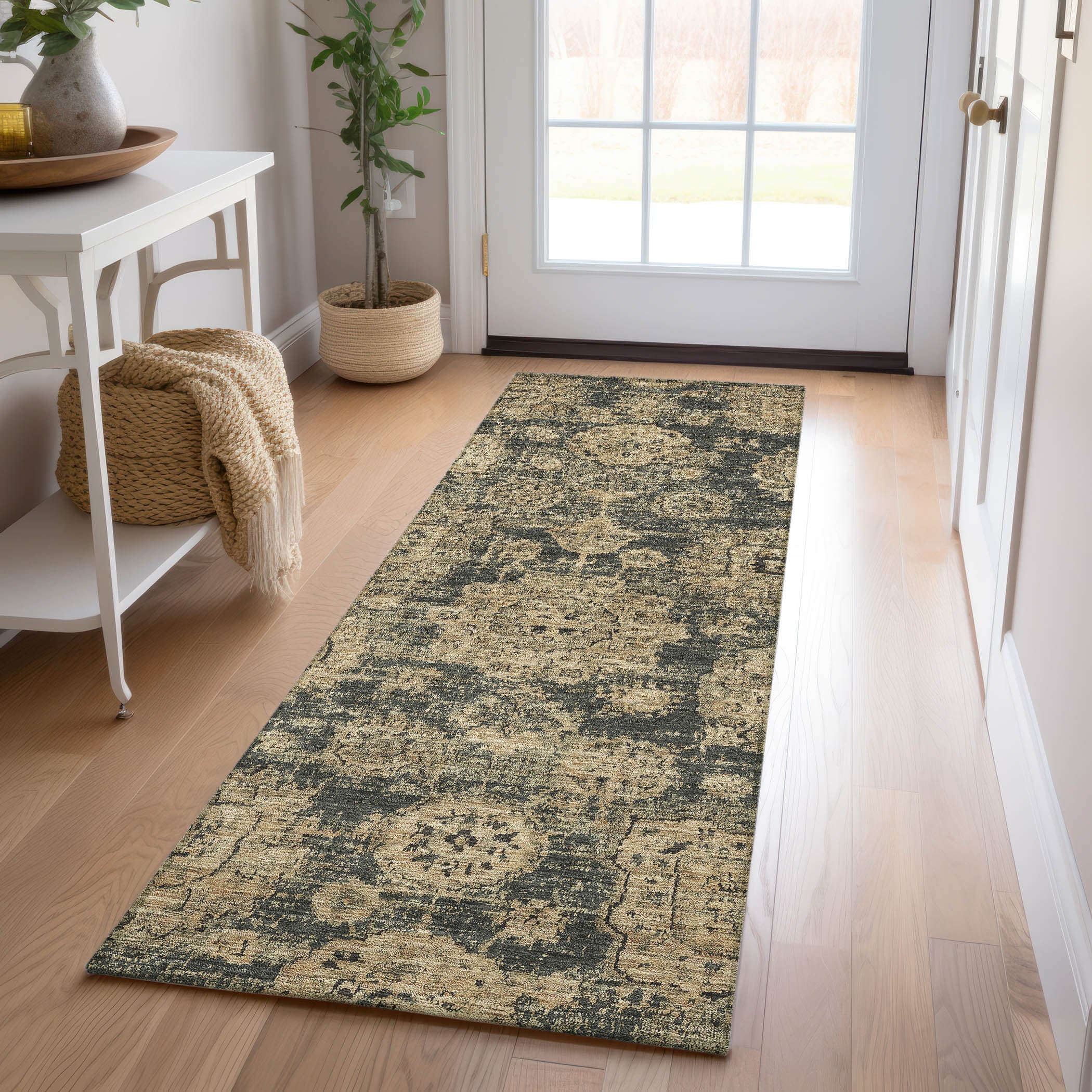 Addison Rugs ACN634CC2X8 Chantille ACN634CC 2 x 7 (ft) Polyester Charcoal Rectangular Indoor/Outdoor Geometric Machine washable Runner rug