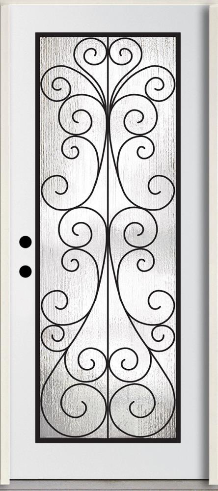 RELIABILT LO921838 36-in x 80-in x 4-9/16-in Fiberglass Full lite Right-hand inswing Modern White Painted Prehung Front Door Insulating core