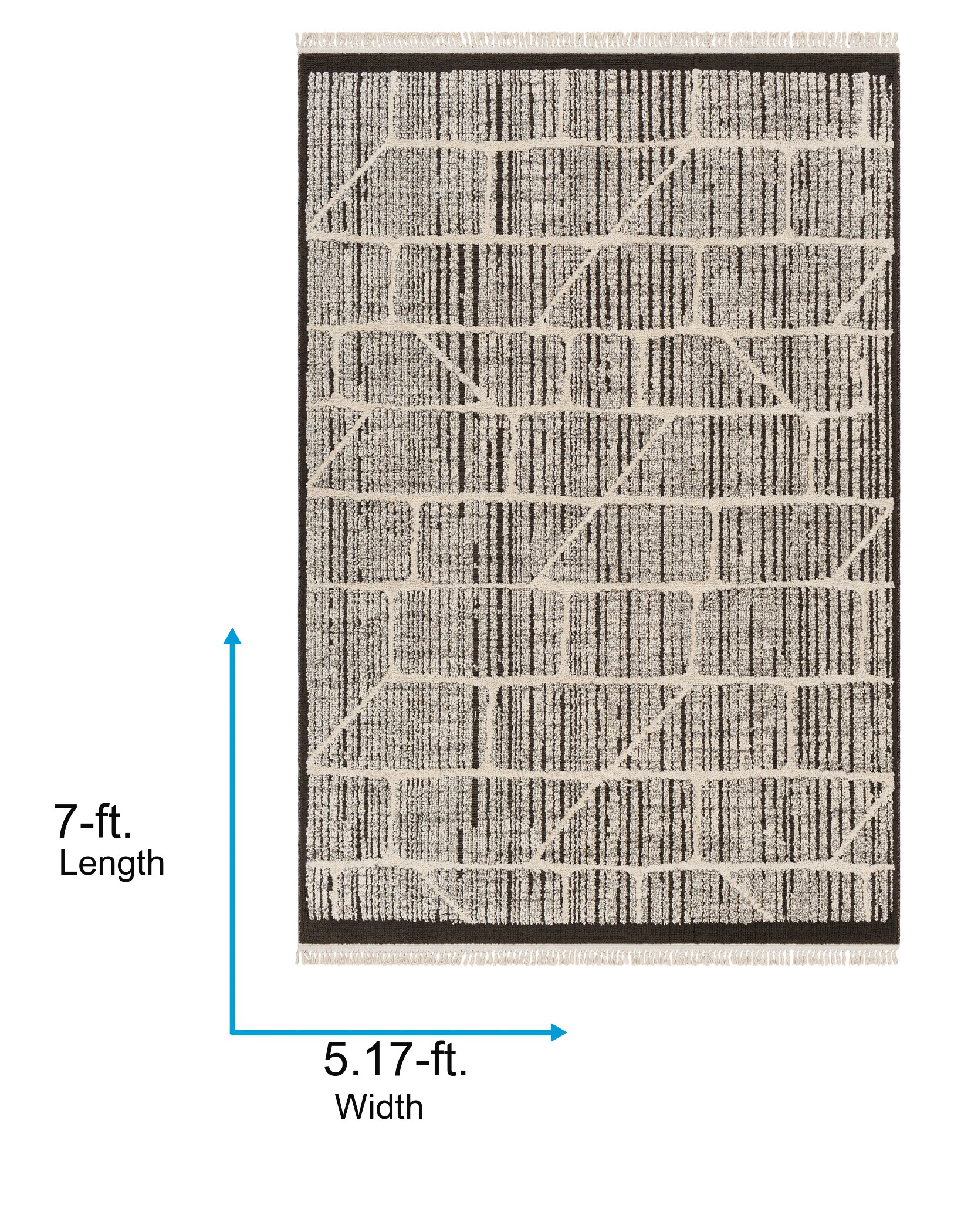 Berlin 31732 Black and Ivory Boho-Industrial Area Rug, 5'2" x 7'