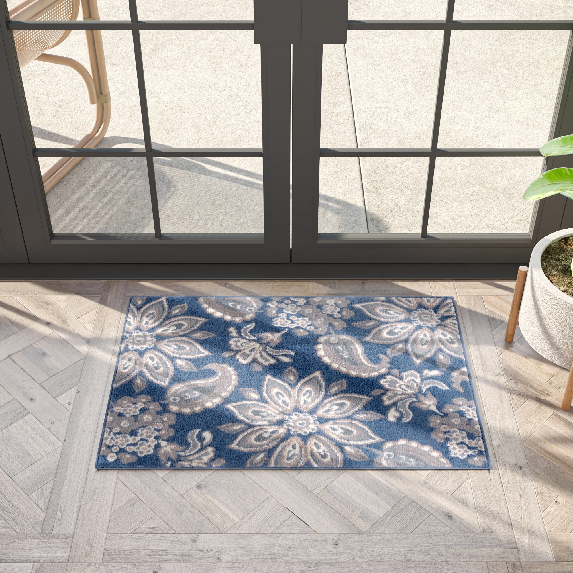Tayse HMP4307 2X3 Hampton 2 x 3 (ft) Loomed Polypropylene Navy Rectangular Indoor Throw rug
