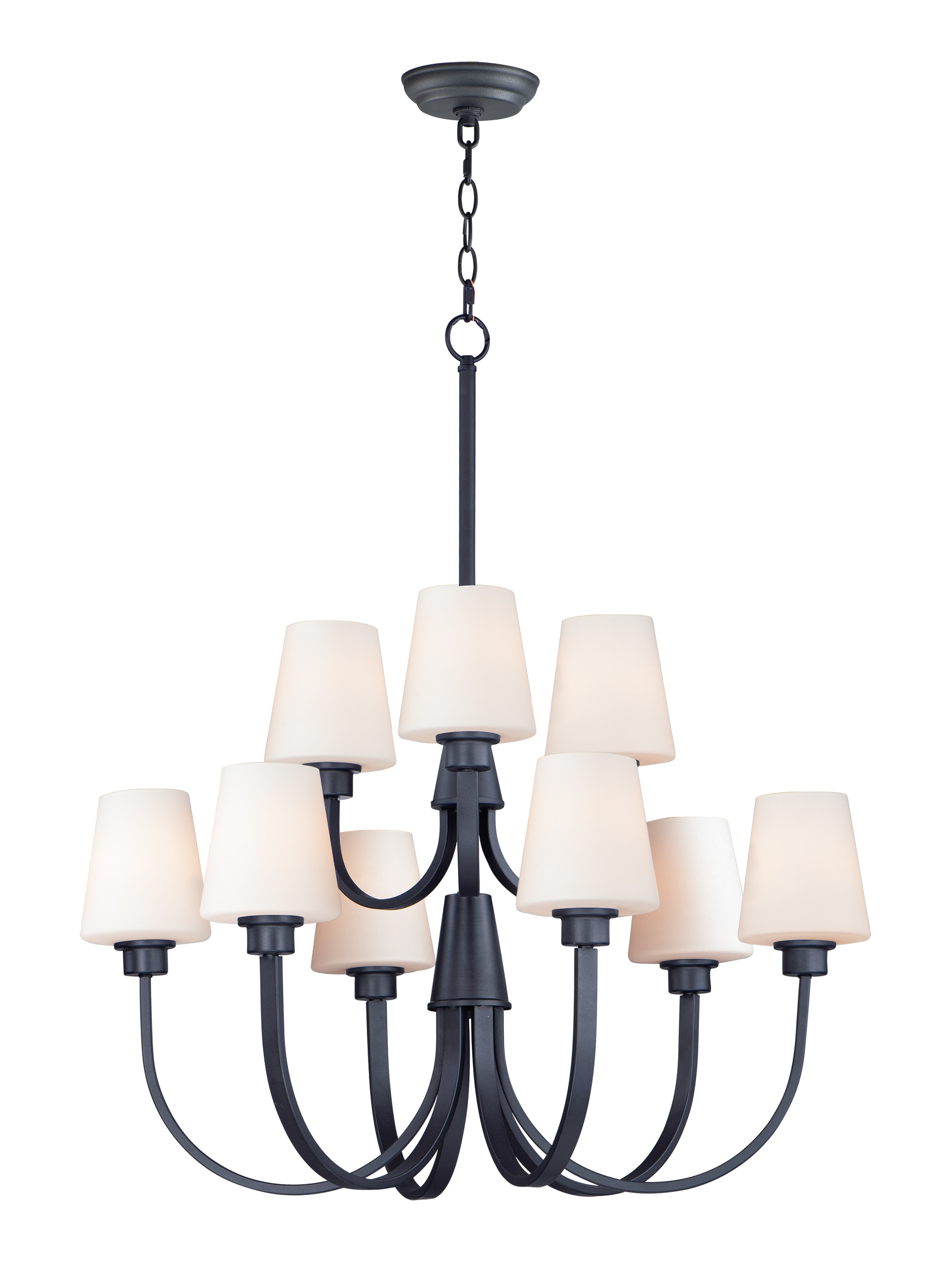 Maxim Lighting 11826SWBK Shelter 9 -Light Matte Black Craftsman For Use in Bedrooms, Dining Rooms, Foyers, Kitchens, Living Rooms Chandelier