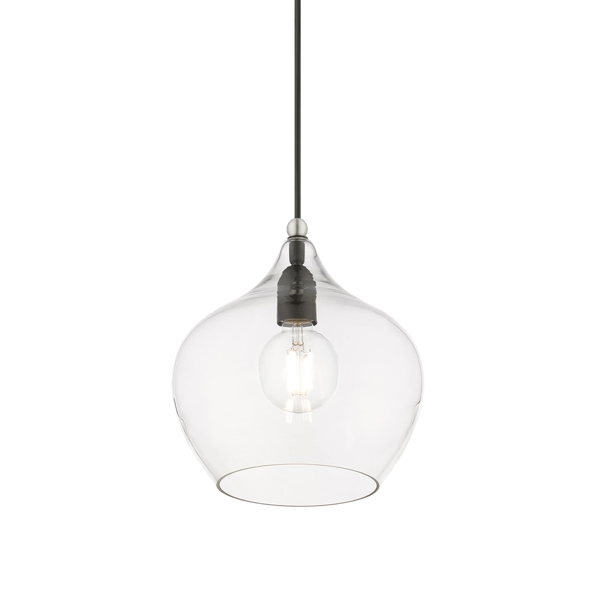 Aldrich Black and Brushed Nickel Glass Pendant Light