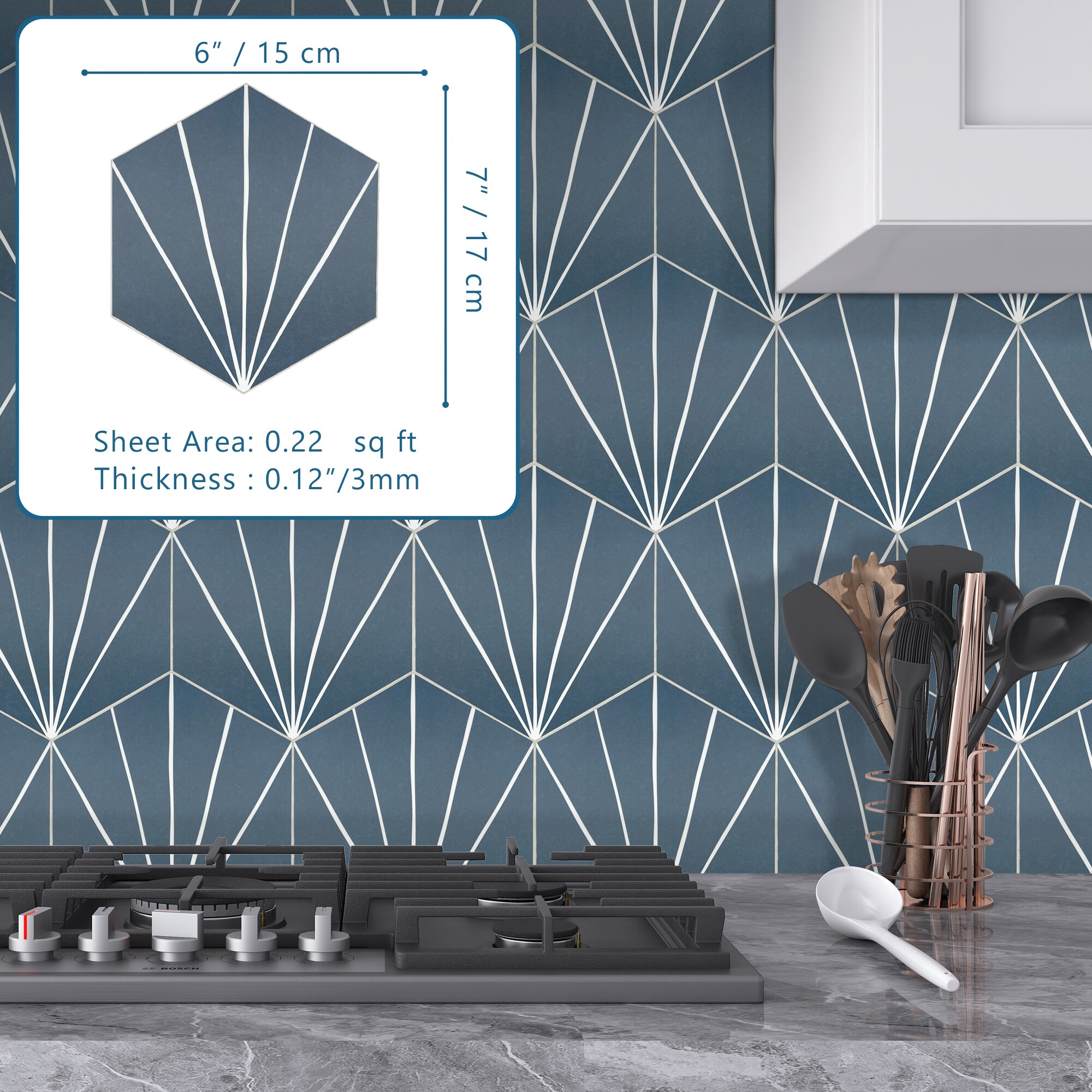 SUNWINGS HEXL-BLU-45PCS Ceramic-Tile - View #7