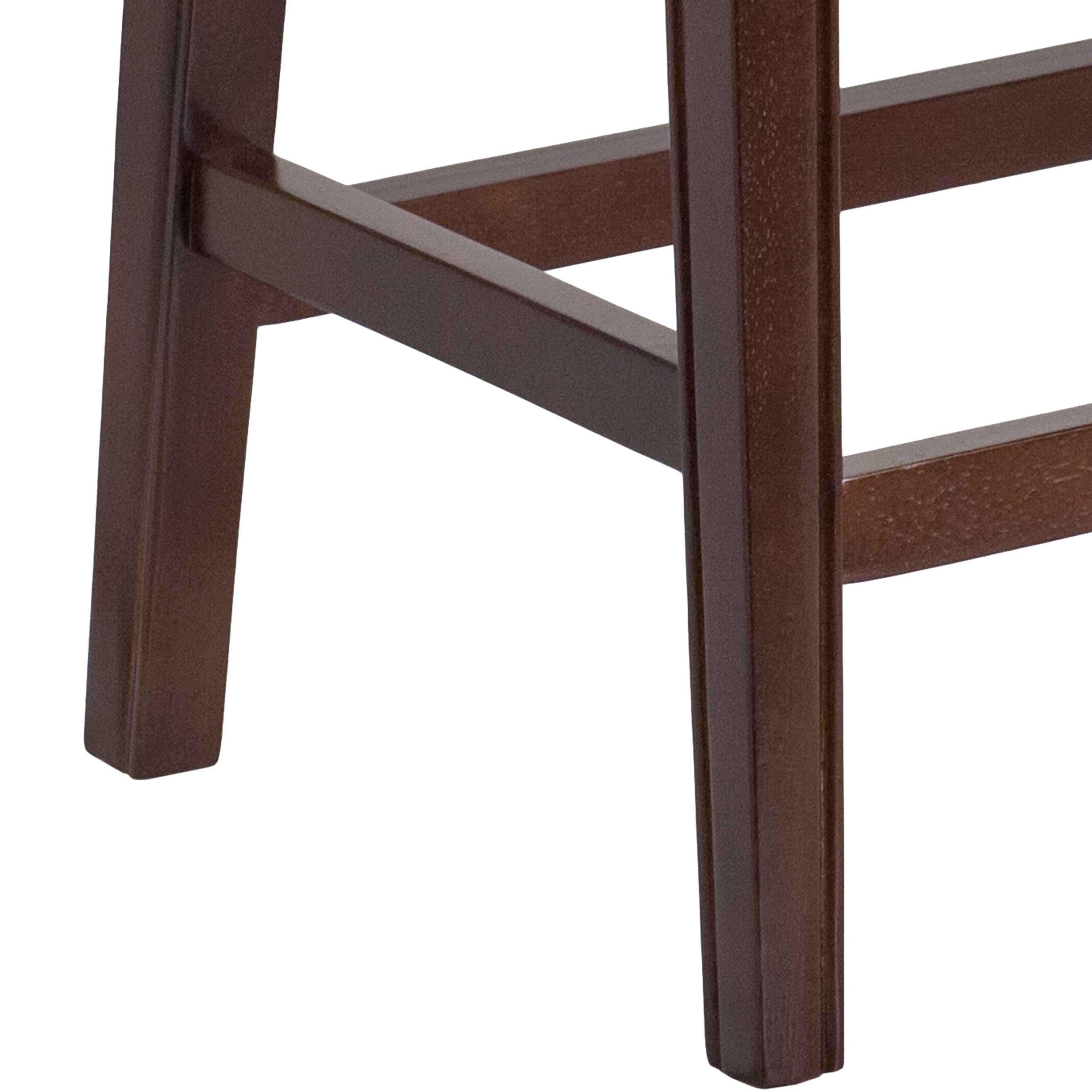 Elegant Backless Black Leather and Cappuccino Wood Counter Stool