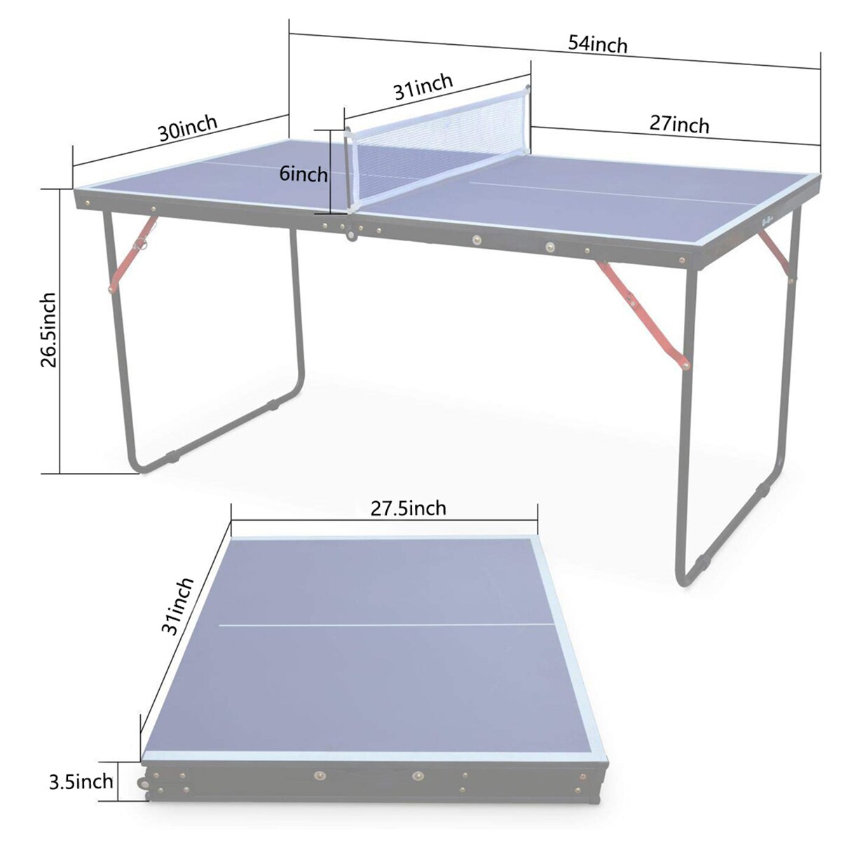 Flynama 72-in Indoor/Outdoor Freestanding Ping Pong Table in Blue | V-860519