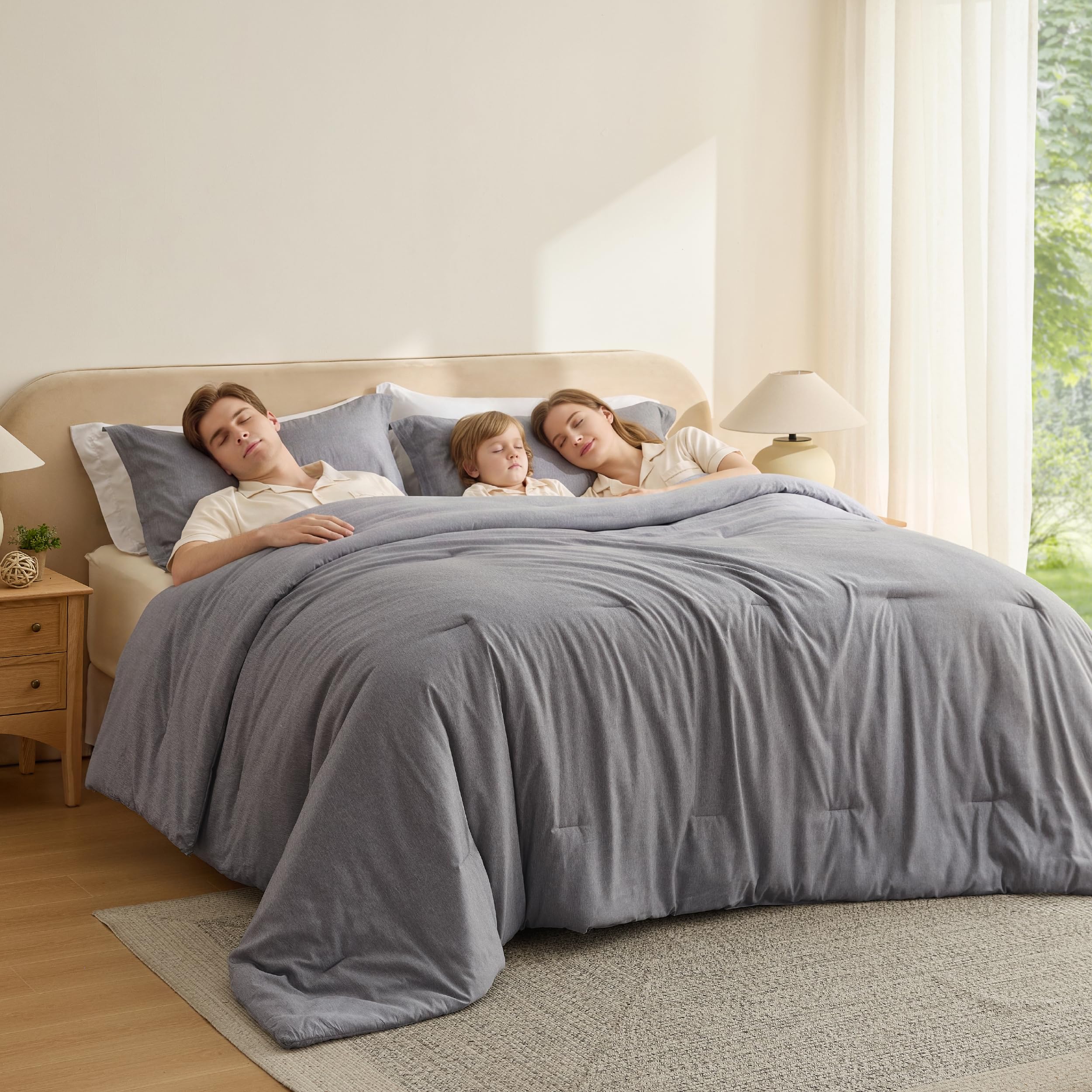 Bedsure Oversized King Comforter Set - Dark Grey Soft Bedding for All Seasons, Cationic Dyed Bed Set, 3 Pieces, 1 Oversized King Size Comforter (120"x98") and 2 Pillow Shams (20"x36"+2")