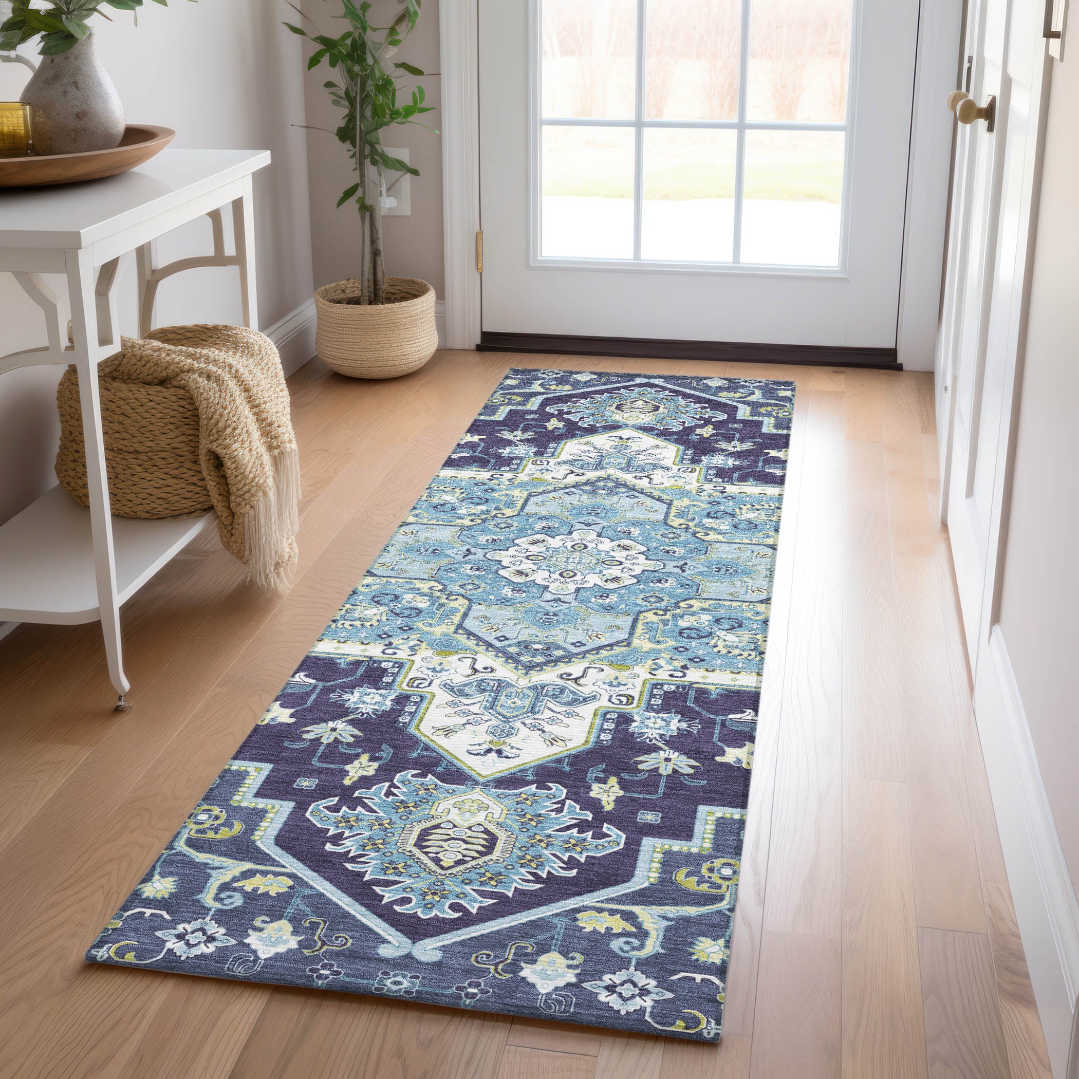 Addison Rugs ACN1036NA2X8 Chantille ACN1036NA 2 x 7 (ft) Navy Rectangular Indoor/Outdoor Geometric Machine washable Pet Friendly Runner rug