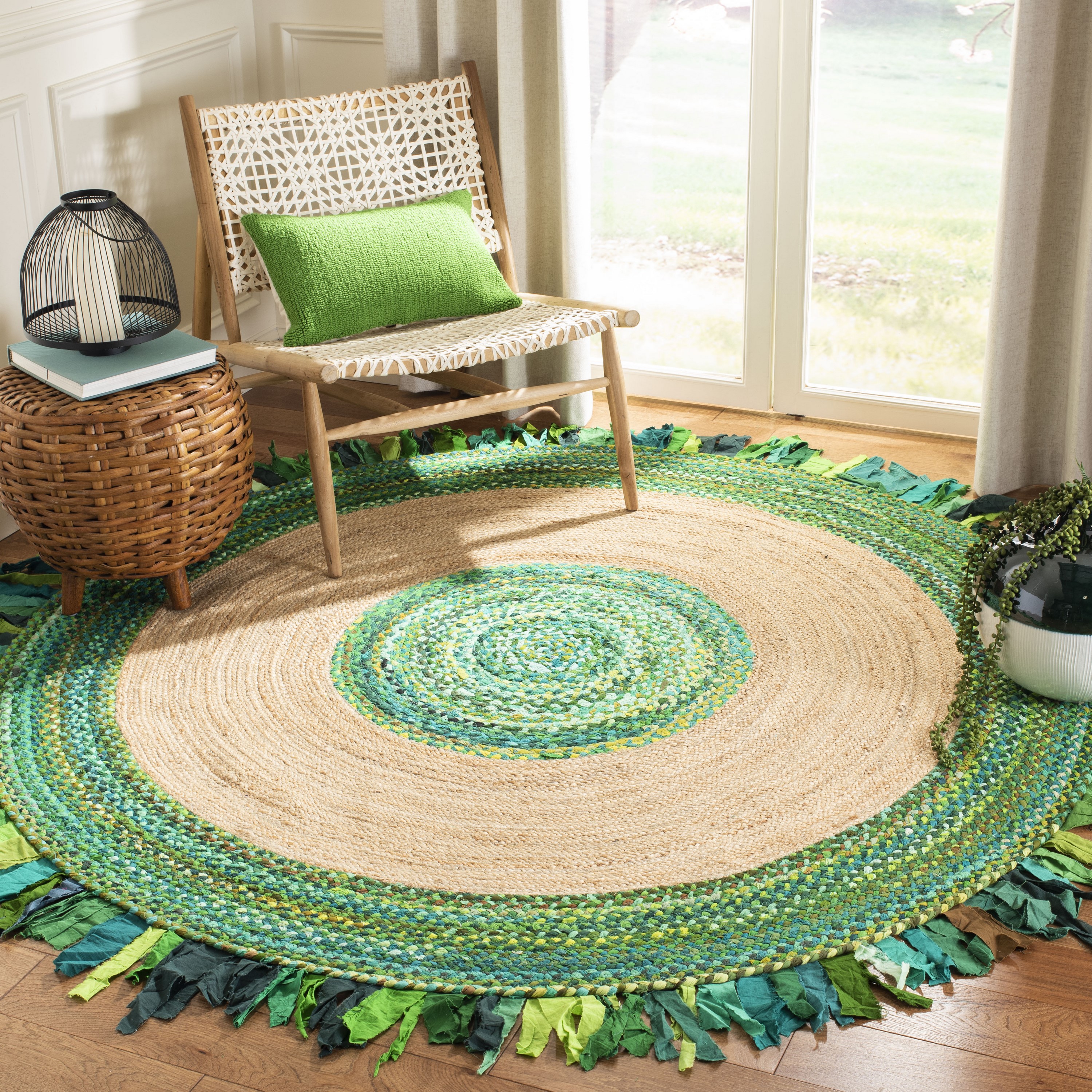 Safavieh Cape Cod Lowell 5 x 5 Jute Green/Natural Round Indoor