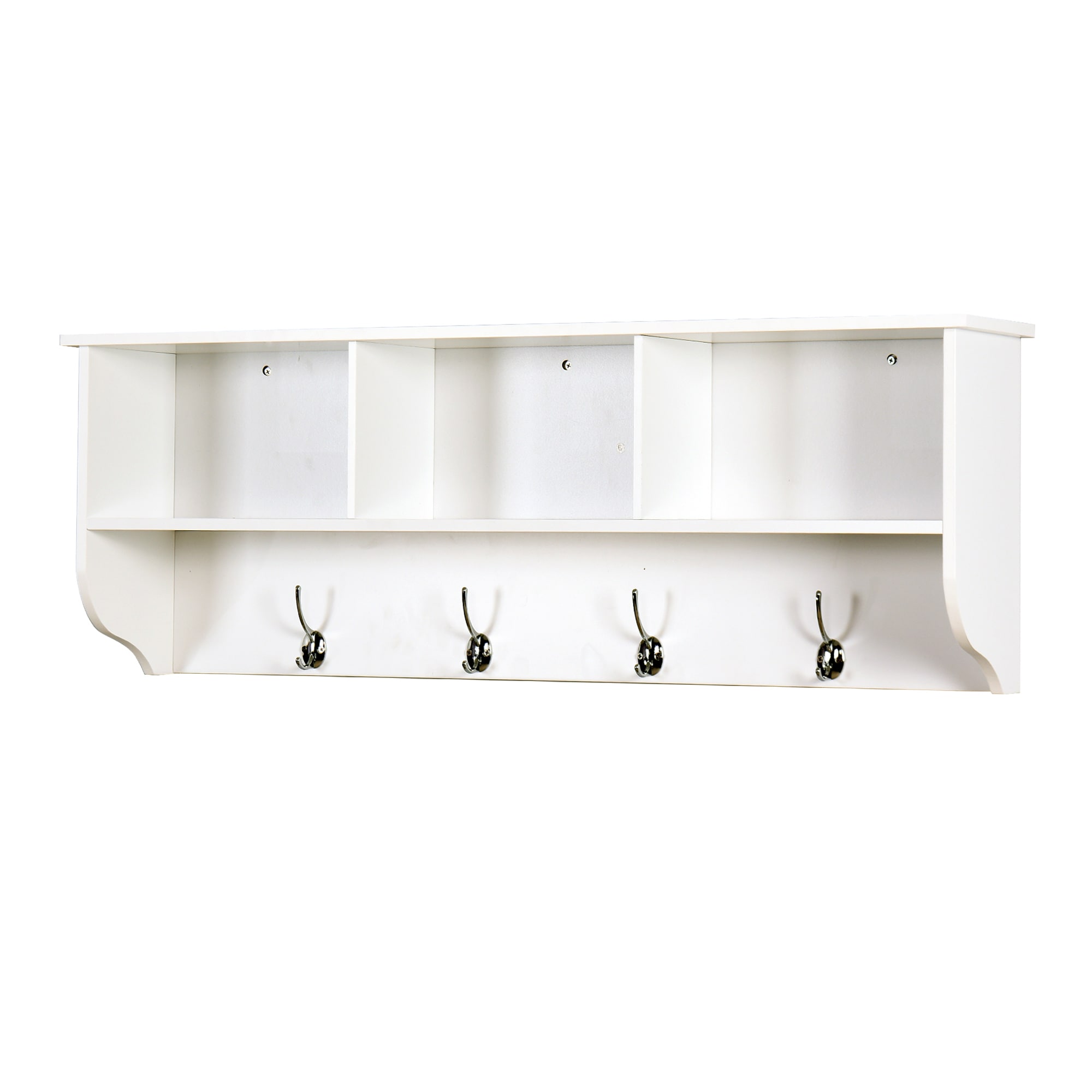 Sumyeg WF-HW57883BK-LA White Entryway Wall Mounted Coat Rack with 4 Dual Hooks White 4 -Hook Coat rack