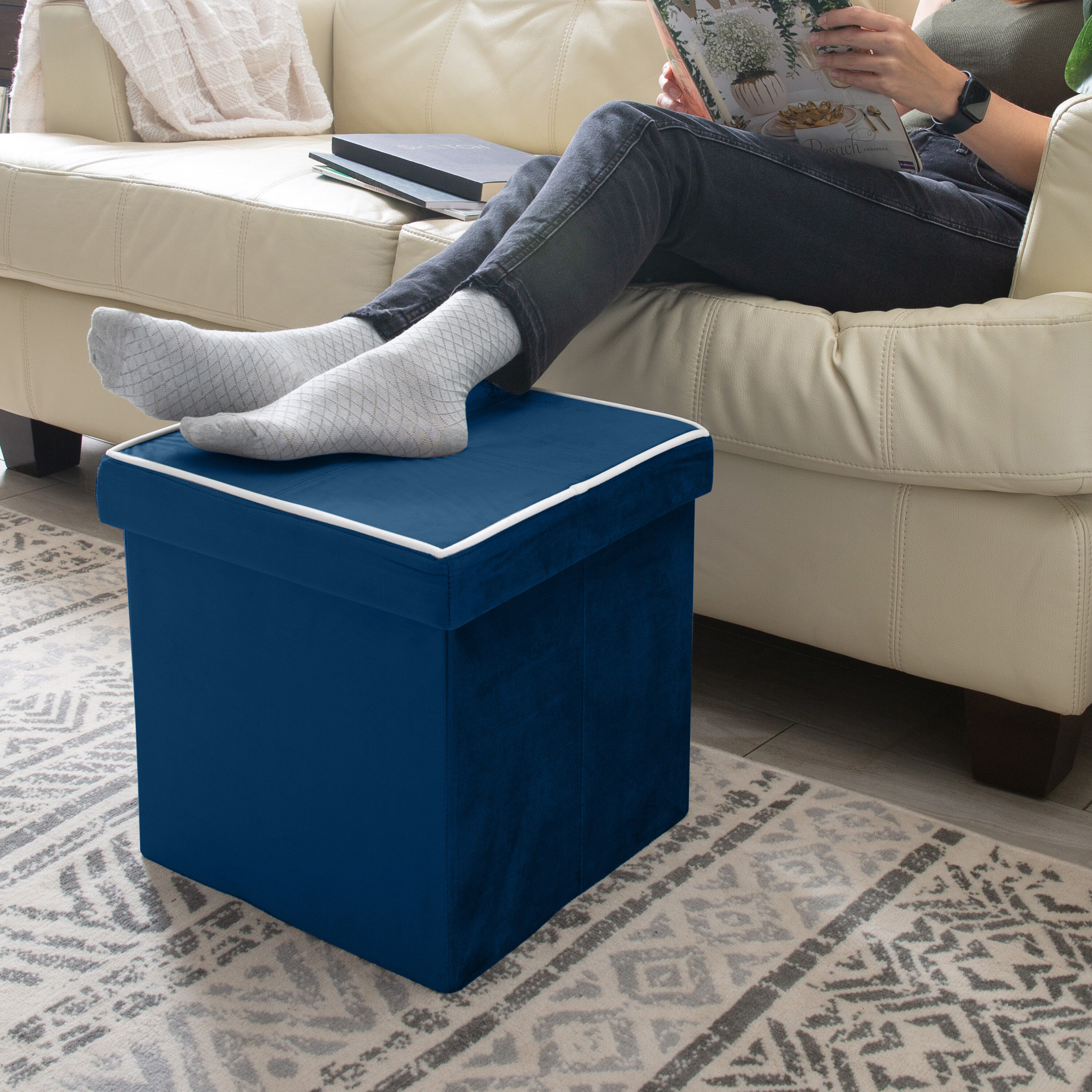 Simplify F-0629-NAVY Indoor-Ottomans - View #4