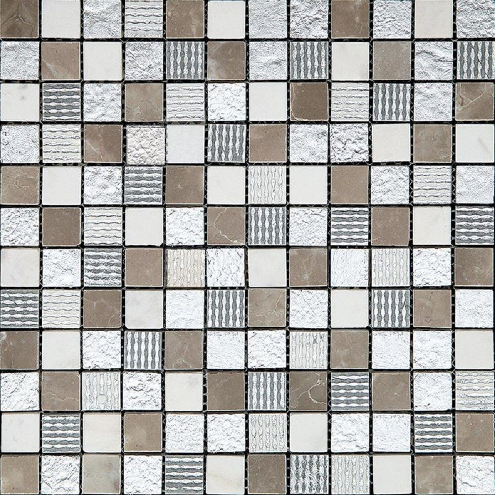 Apollo Tile (Sample) Wall Tile Gray and Brown Chequered 4-in x 4-in Polished Marble Wall Tile